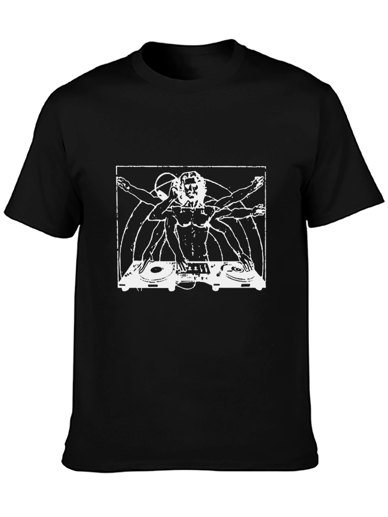 DJ Vitruvian Man Black T-Shirt