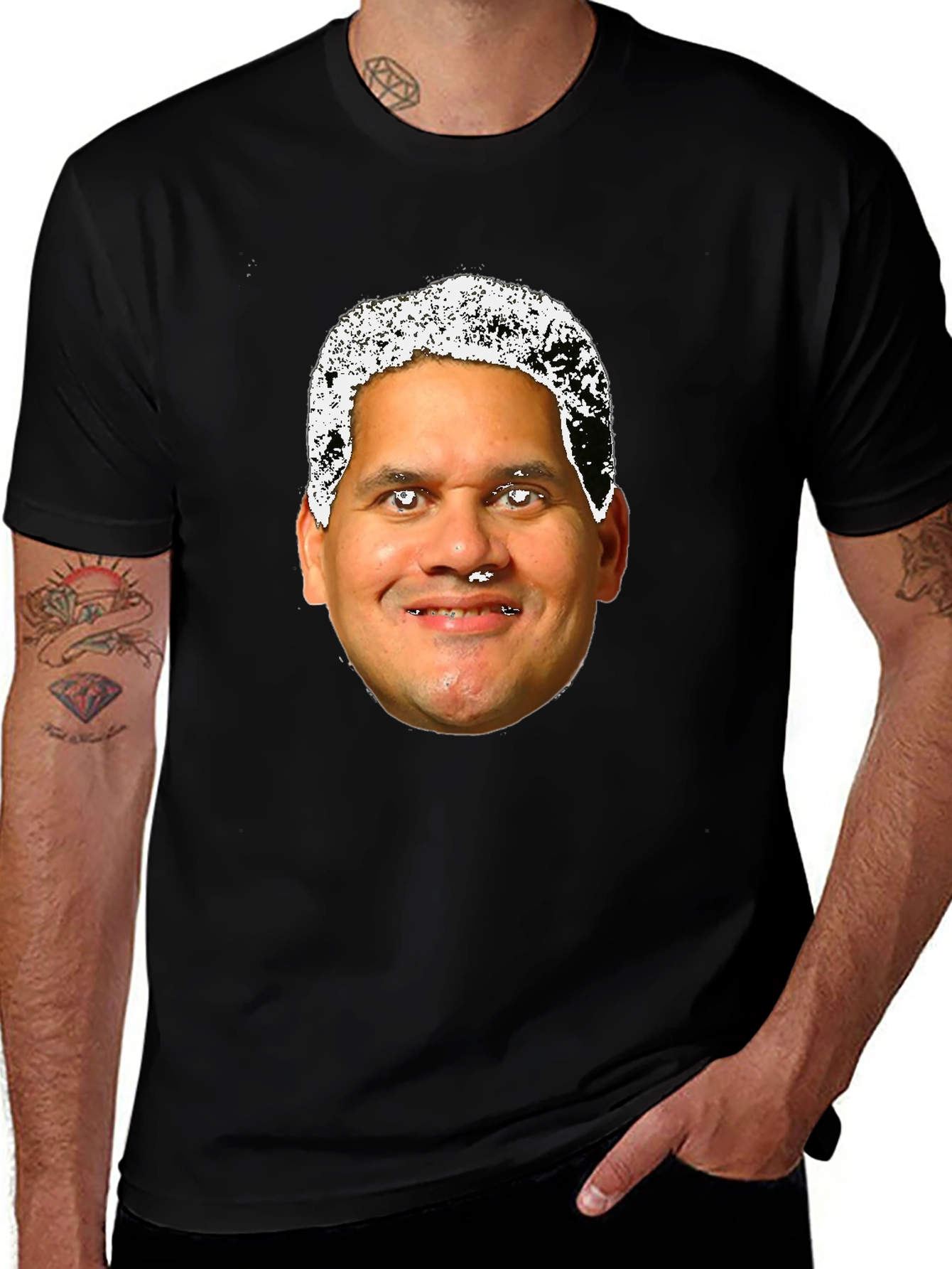 Novelty Black T-Shirt with Face Design