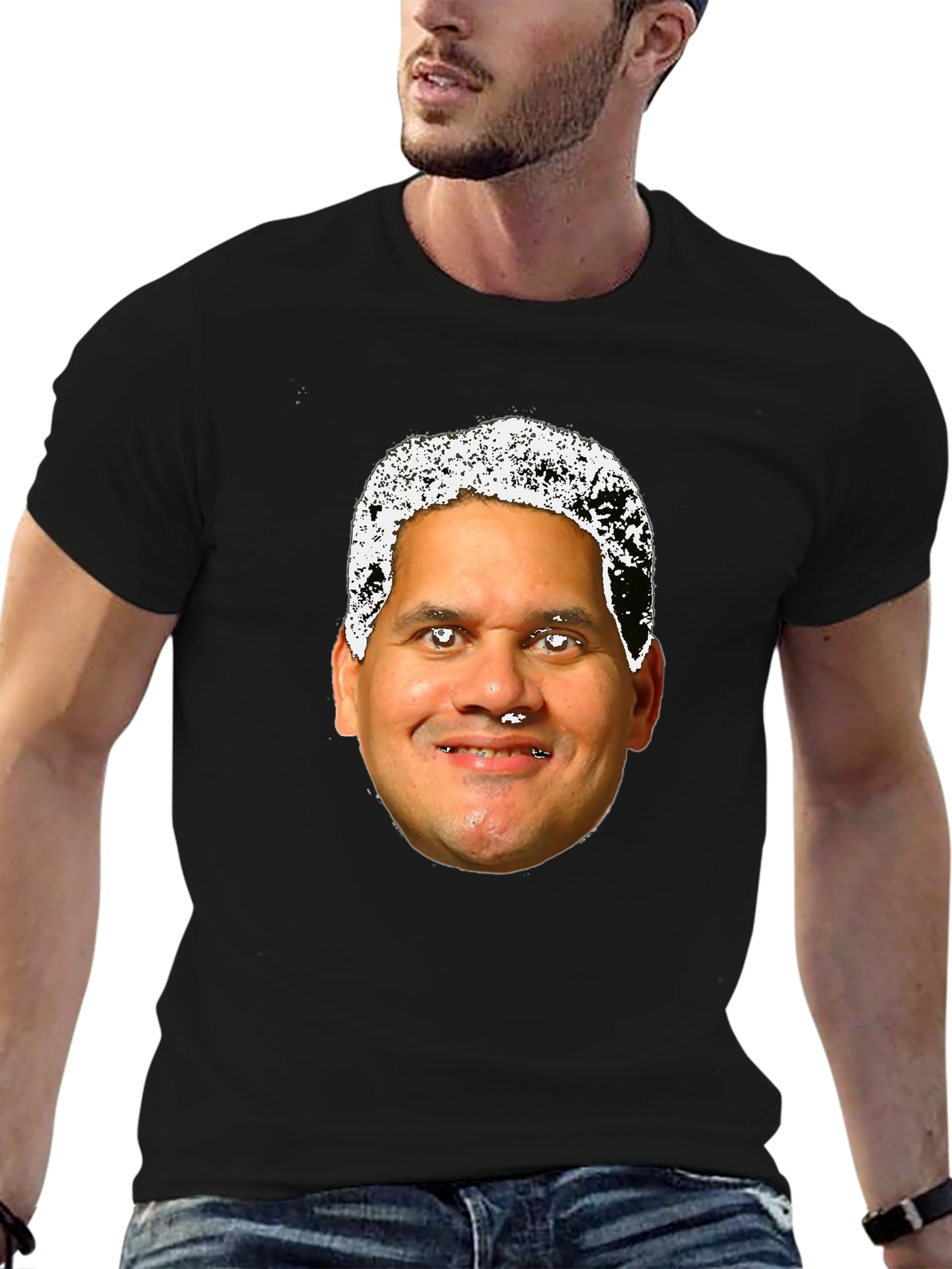 Novelty Black T-Shirt with Face Design