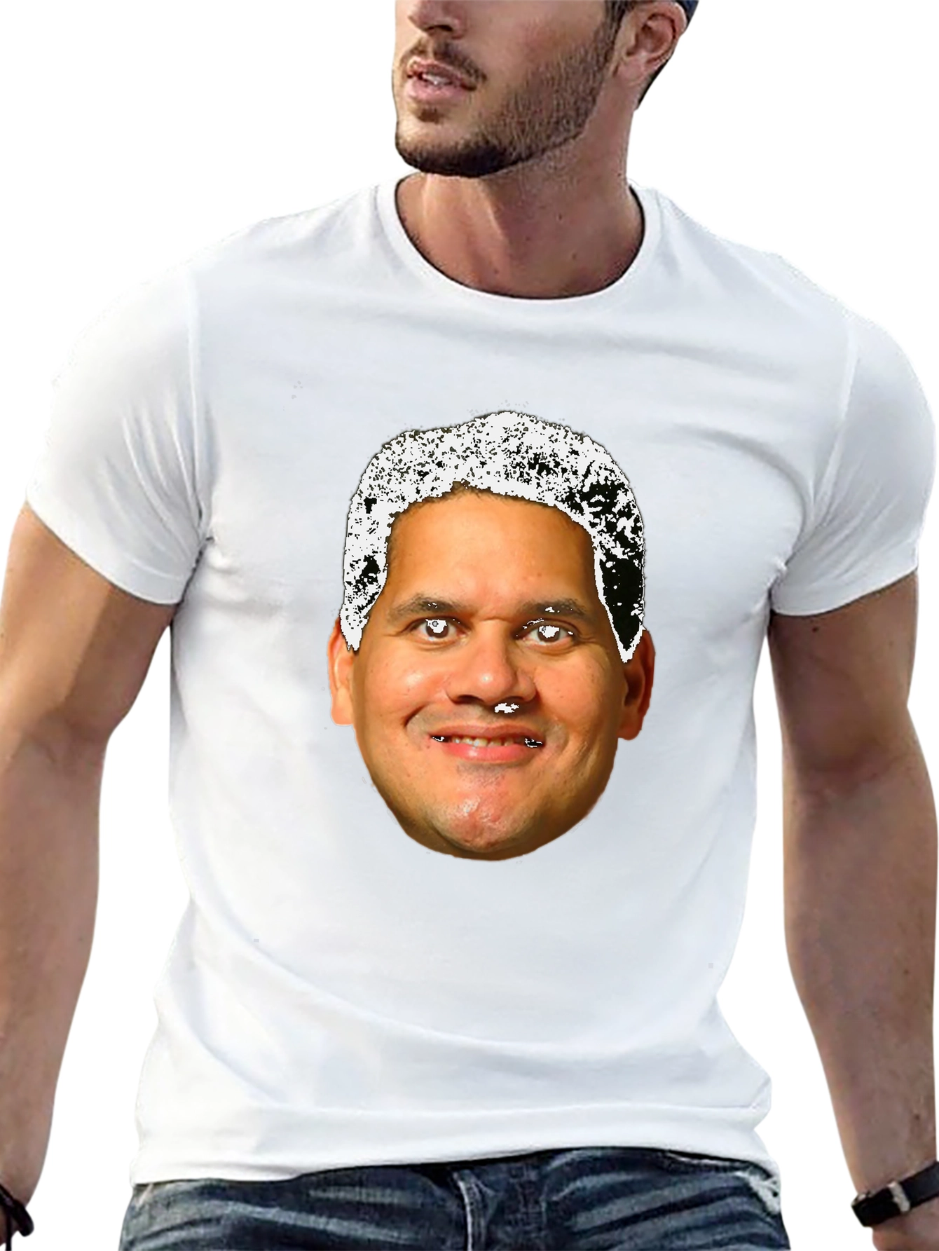Novelty Black T-Shirt with Face Design