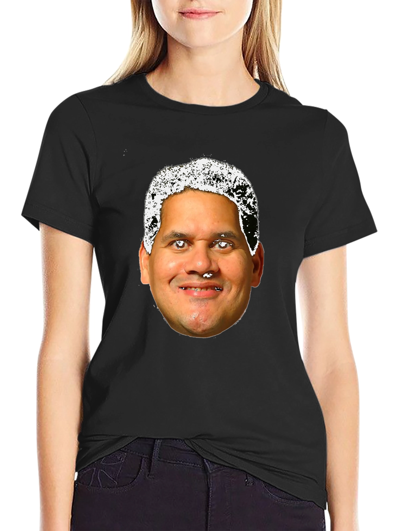 Novelty Black T-Shirt with Face Design