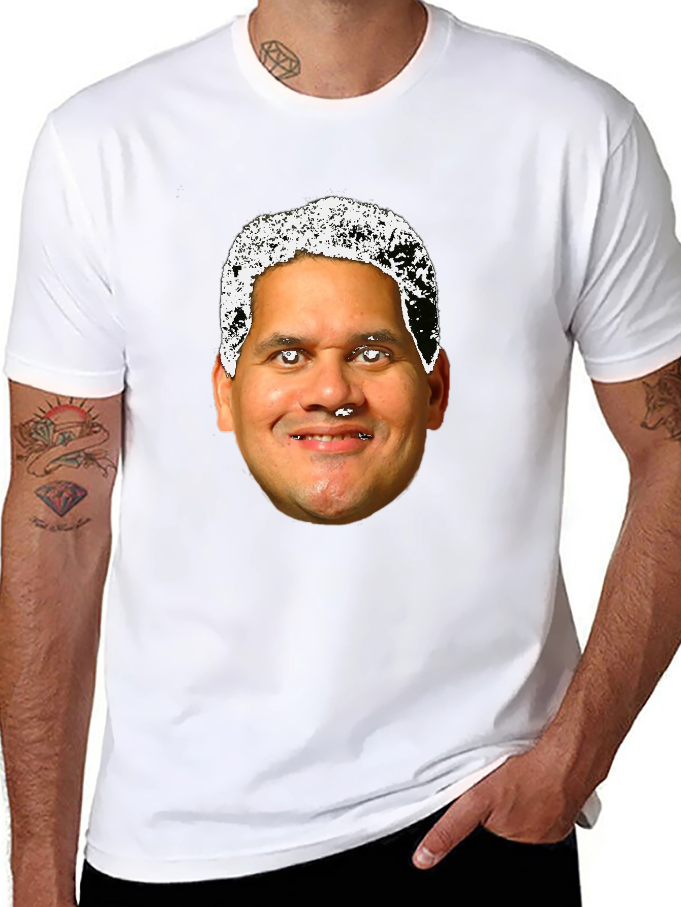 Novelty Black T-Shirt with Face Design