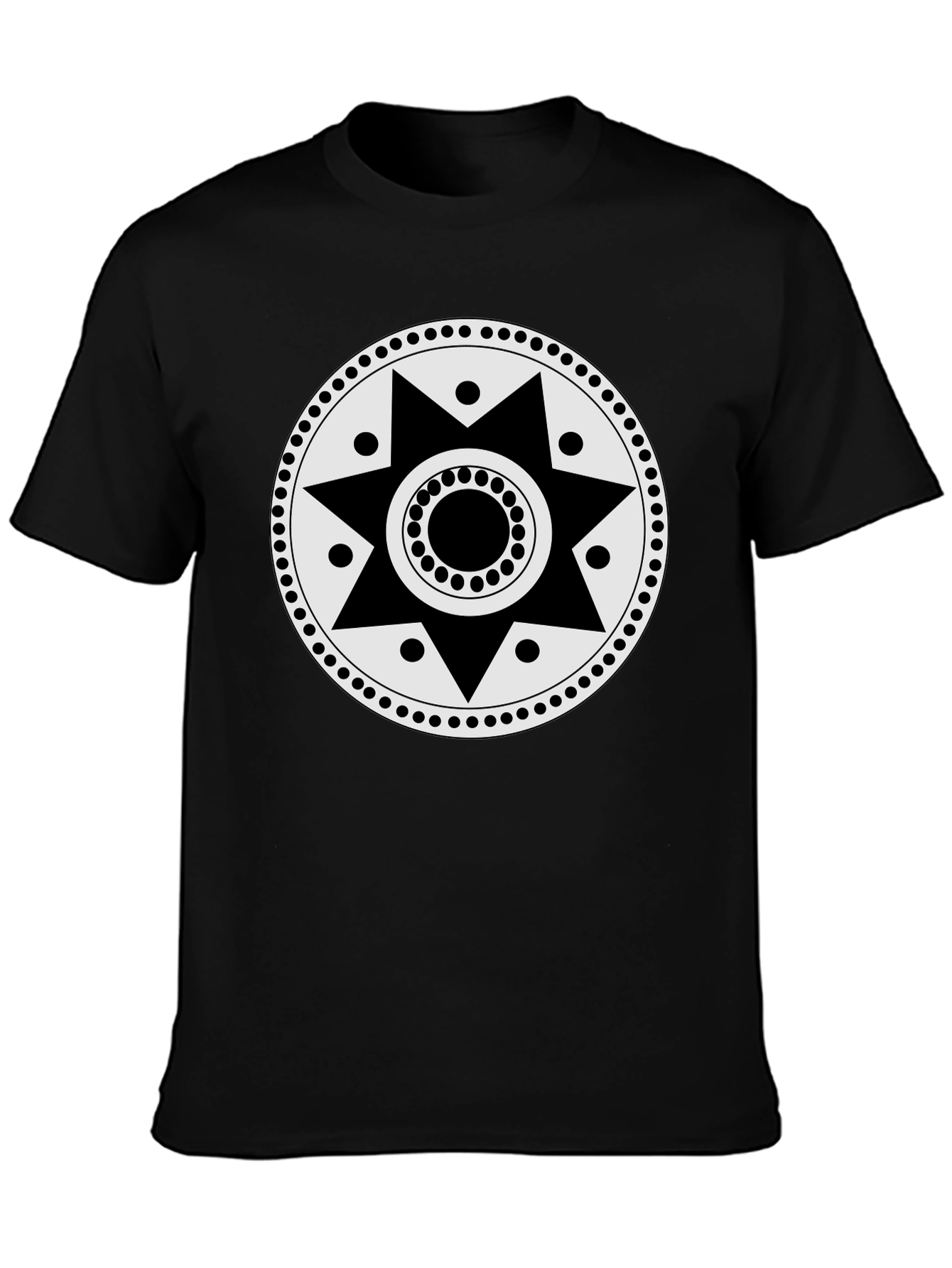 Geometric Sun Graphic Tee - Black Casual Shirt