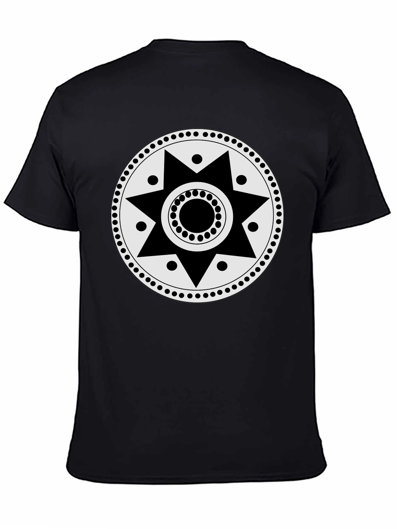 Geometric Sun Graphic Tee - Black Casual Shirt