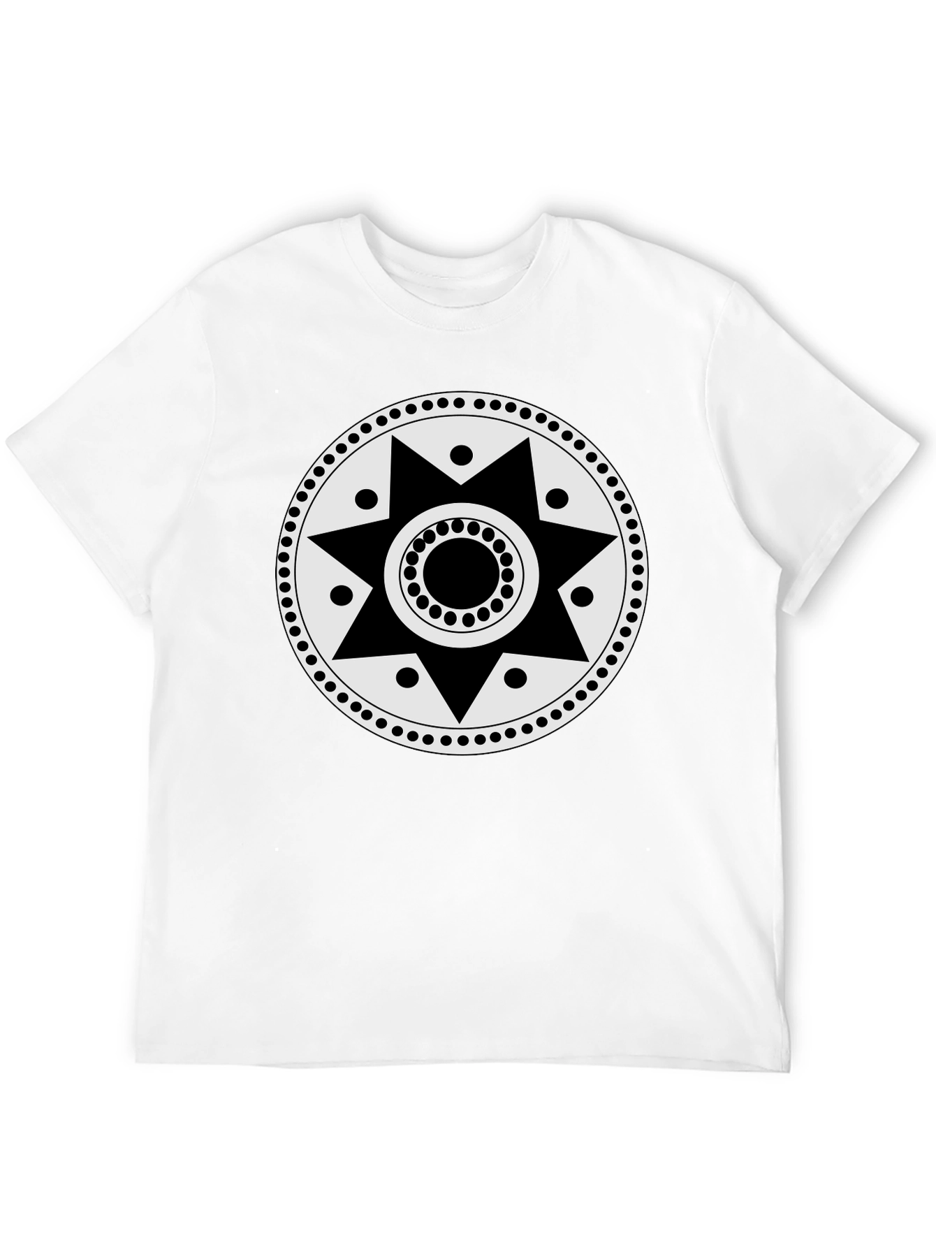 Geometric Sun Graphic Tee - Black Casual Shirt