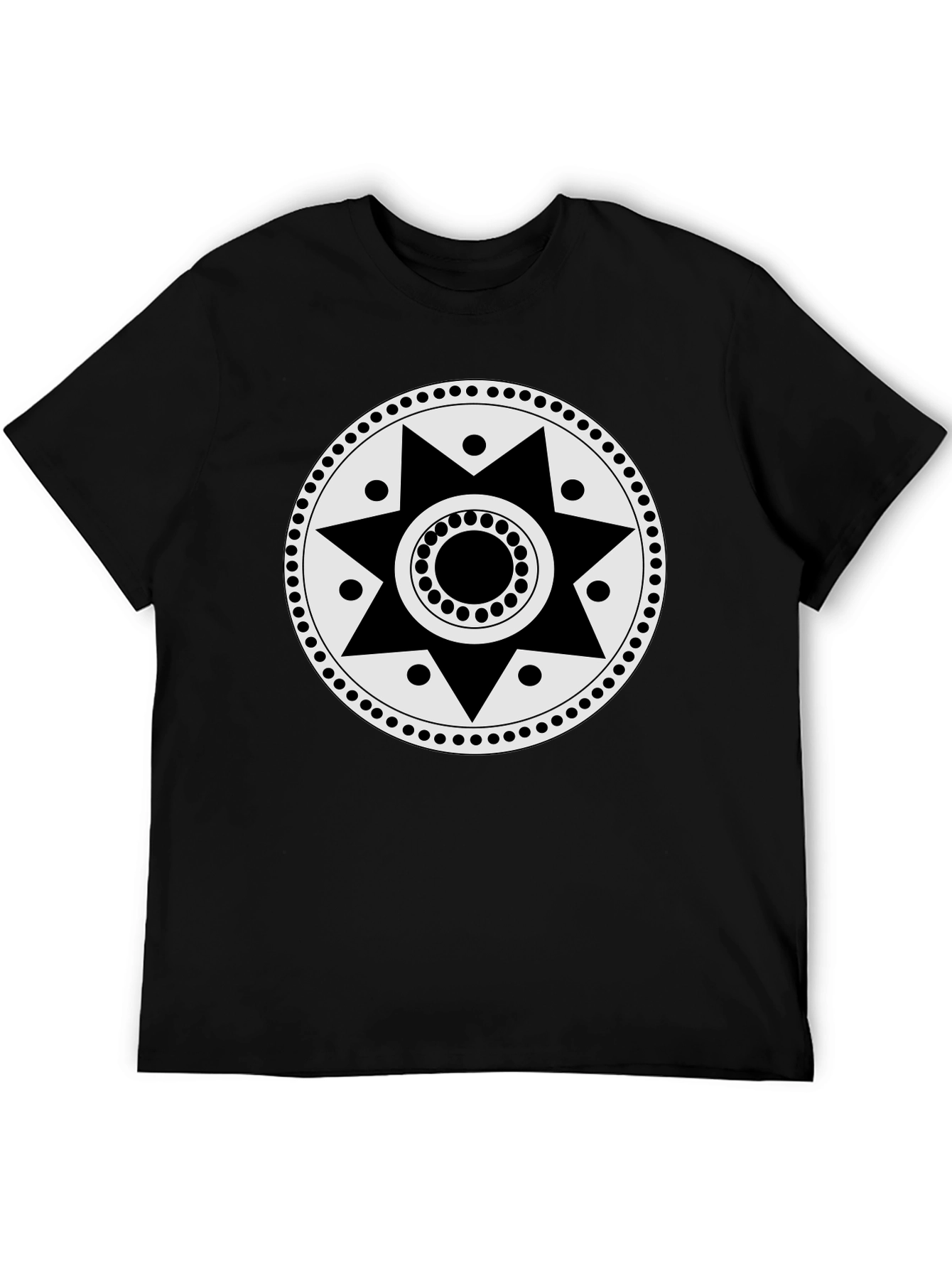 Geometric Sun Graphic Tee - Black Casual Shirt