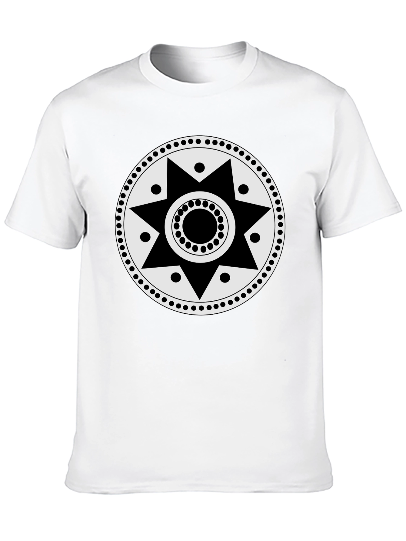 Geometric Sun Graphic Tee - Black Casual Shirt