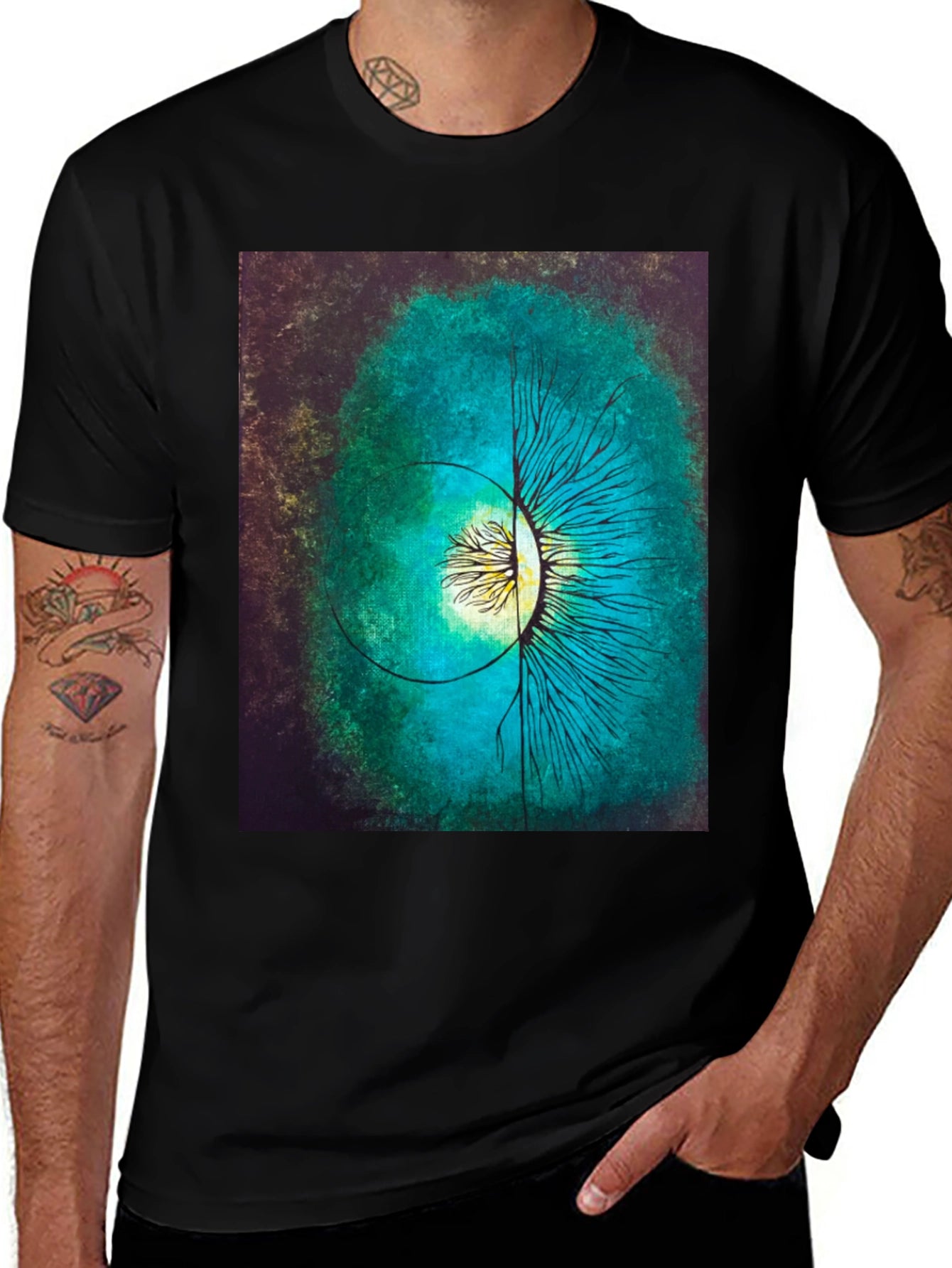 Abstract Tree Graphic Tee - Artistic Mens T-Shirt