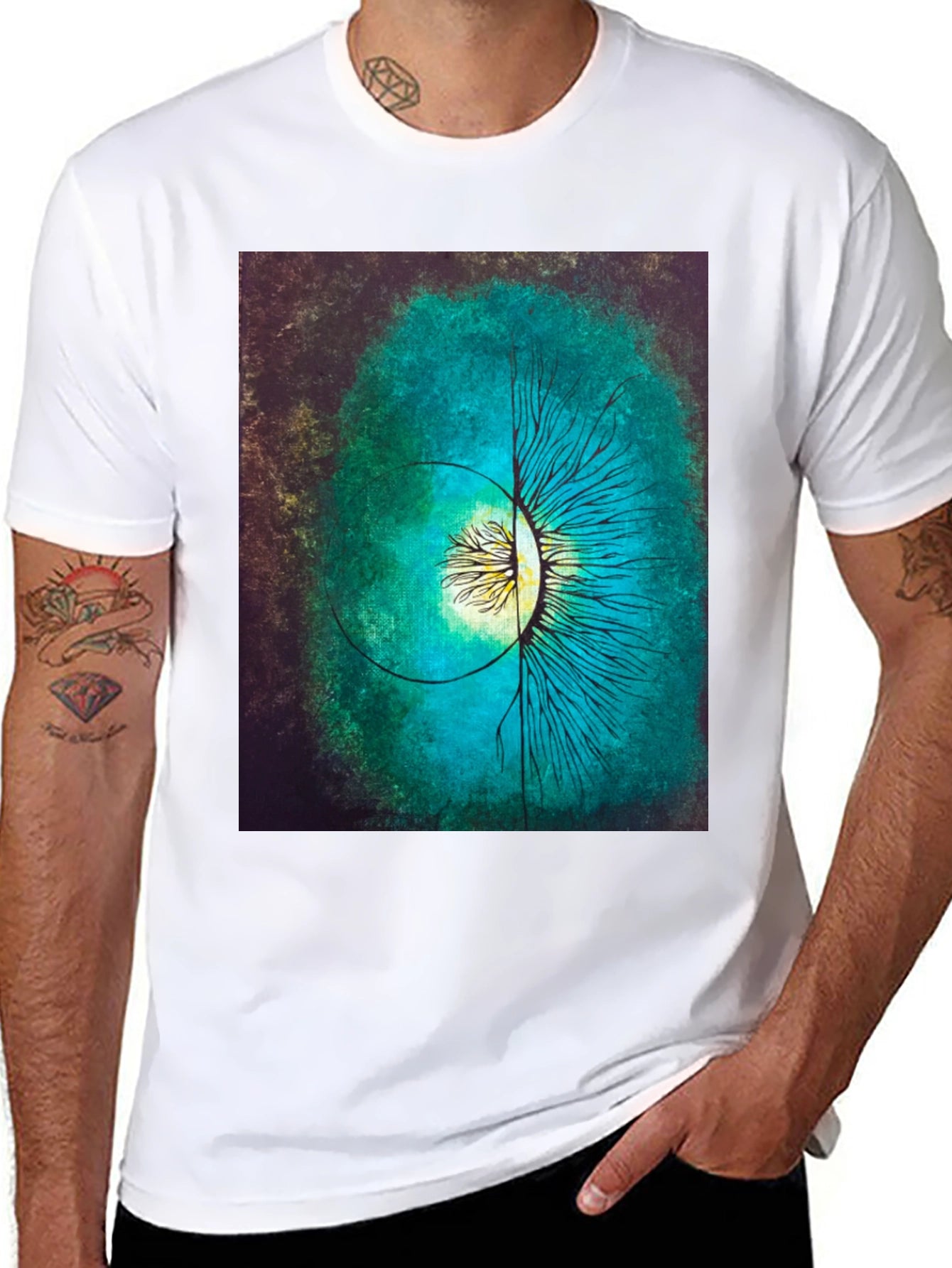 Abstract Tree Graphic Tee - Artistic Mens T-Shirt