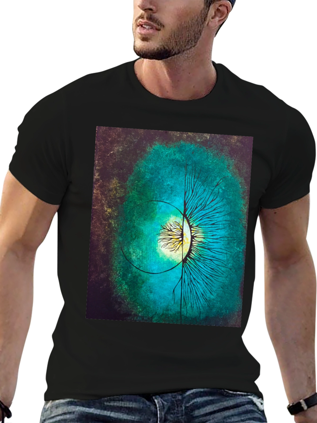 Abstract Tree Graphic Tee - Artistic Mens T-Shirt