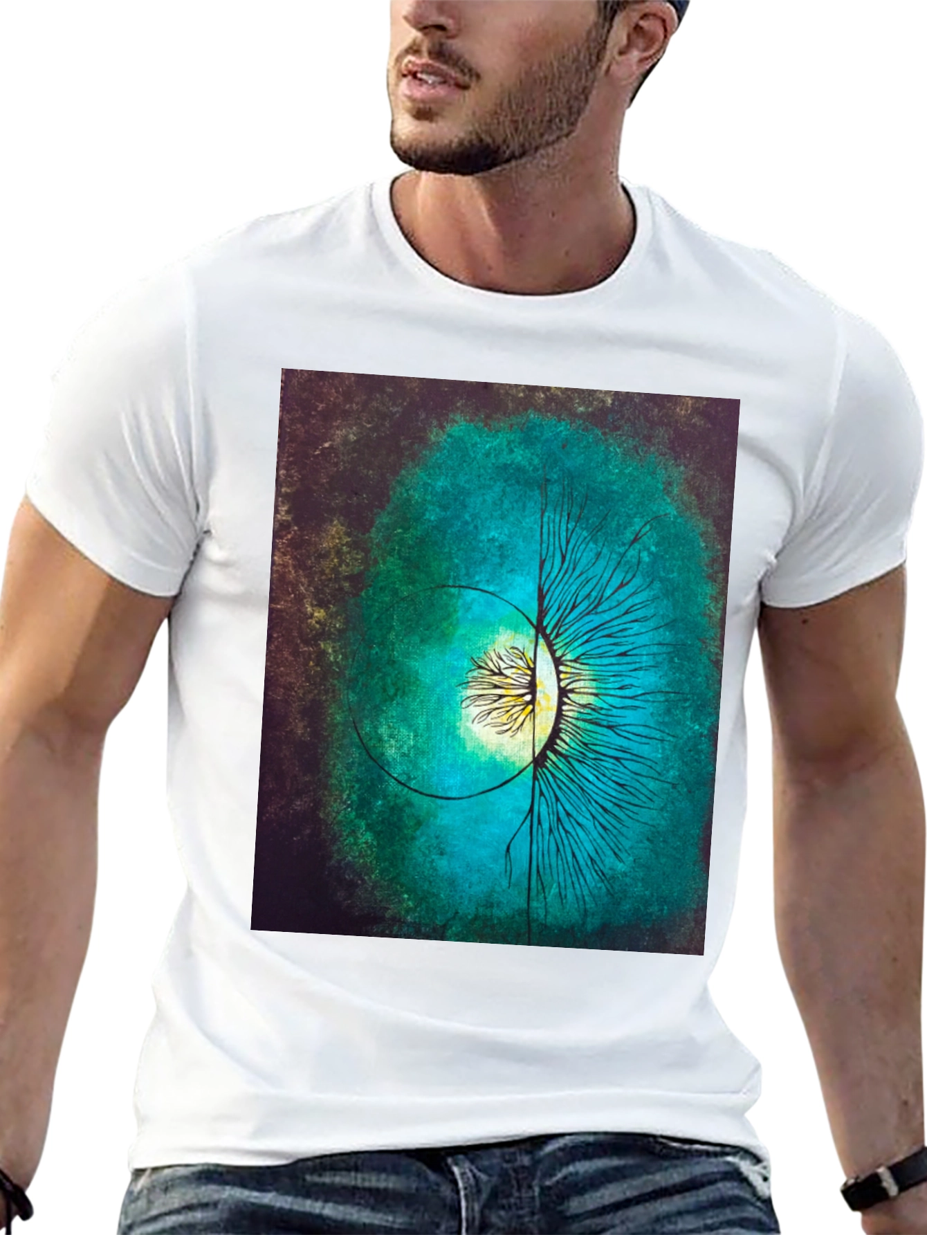 Abstract Tree Graphic Tee - Artistic Mens T-Shirt