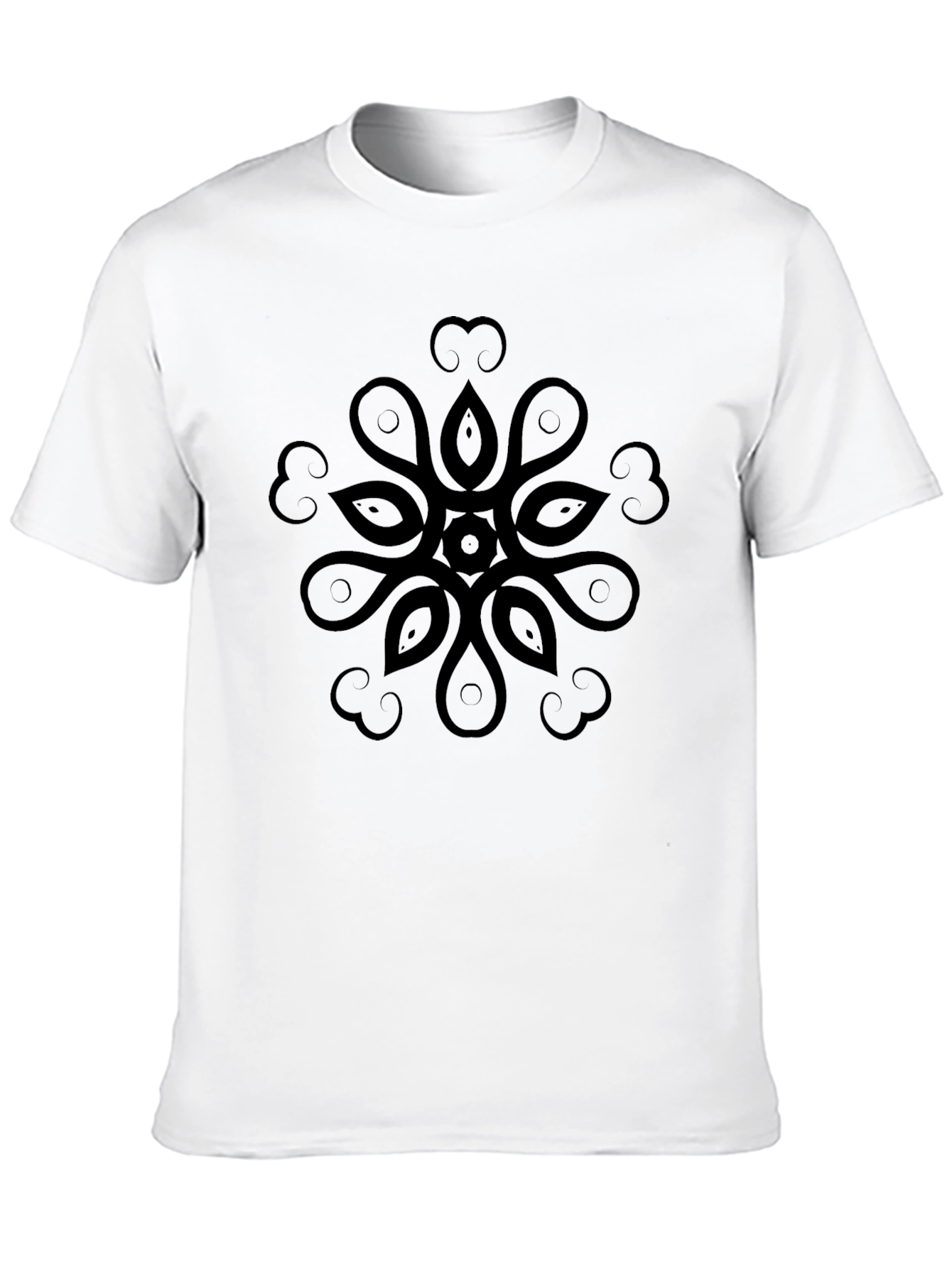 Mens Black Graphic Tee - Abstract Floral Design