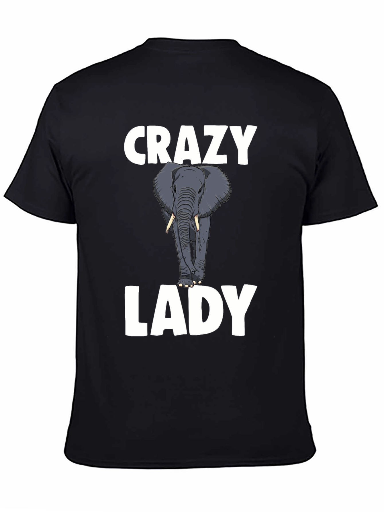Crazy Elephant Lady Graphic T-Shirt - Black