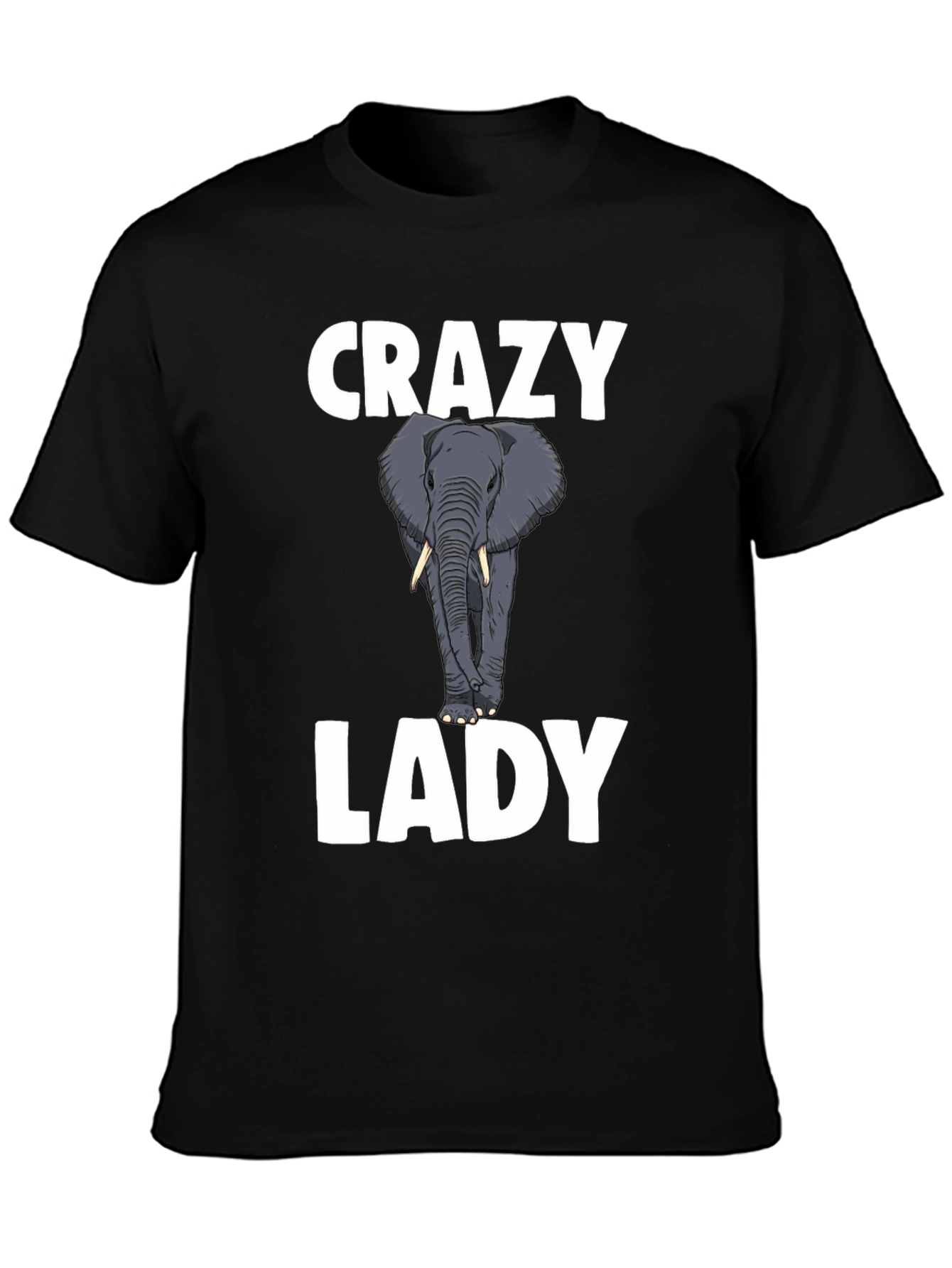 Crazy Elephant Lady Graphic T-Shirt - Black