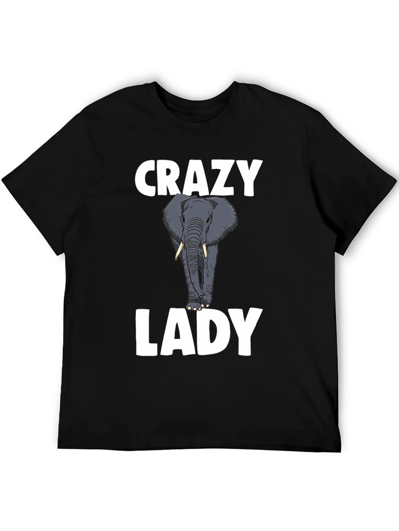Crazy Elephant Lady Graphic T-Shirt - Black