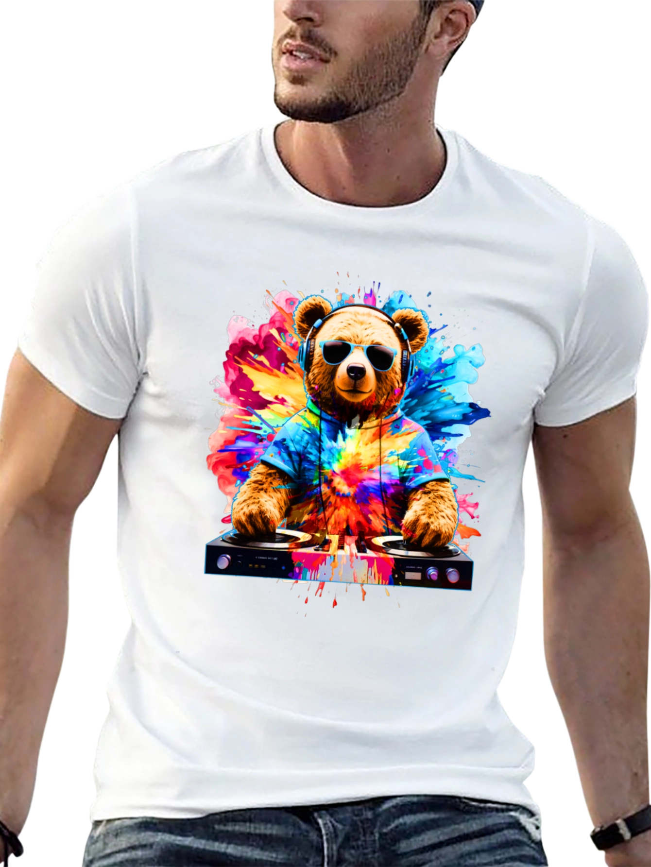 DJ Bear Graphic Tee - Party Animal Style