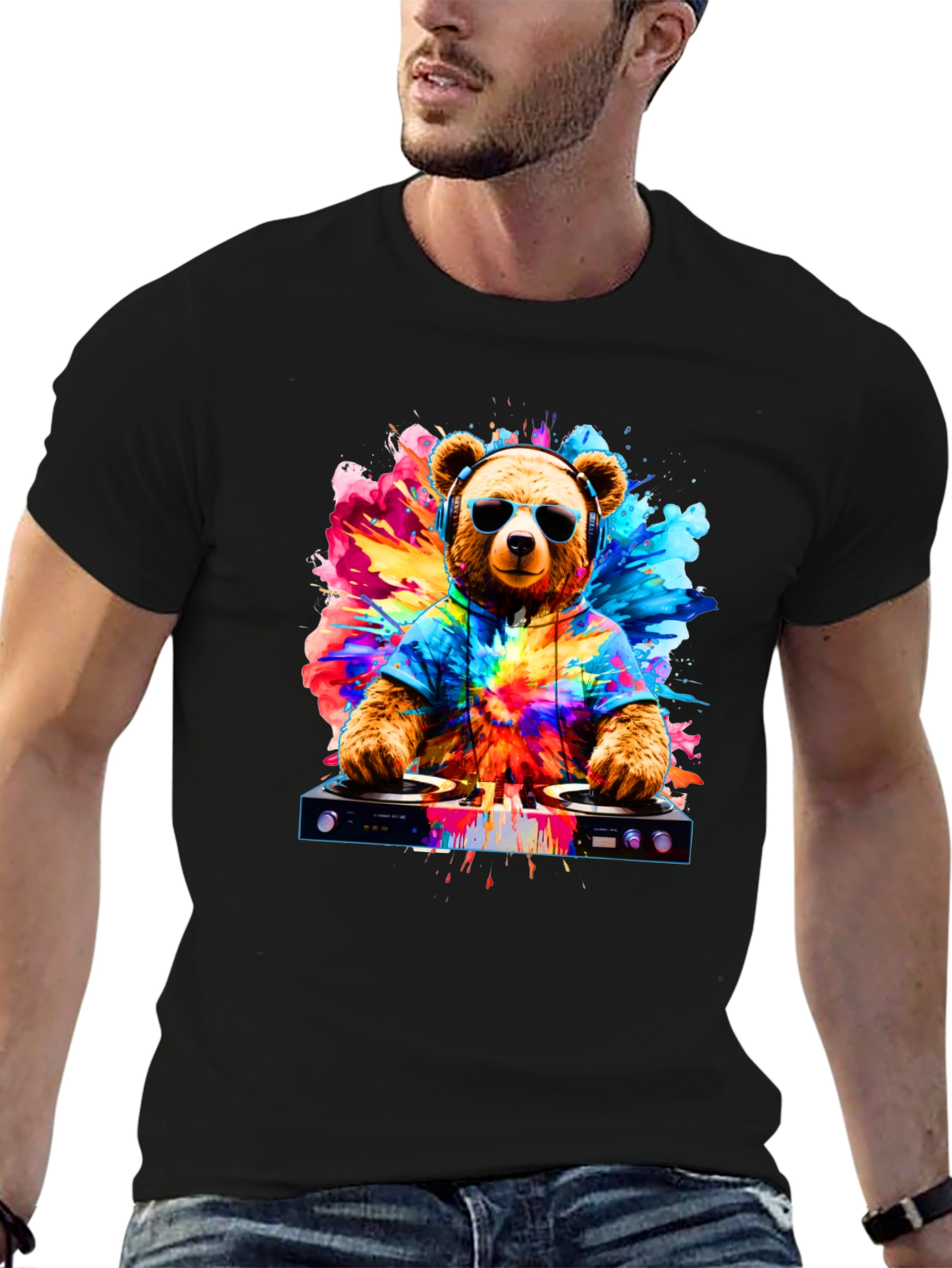 DJ Bear Graphic Tee - Party Animal Style