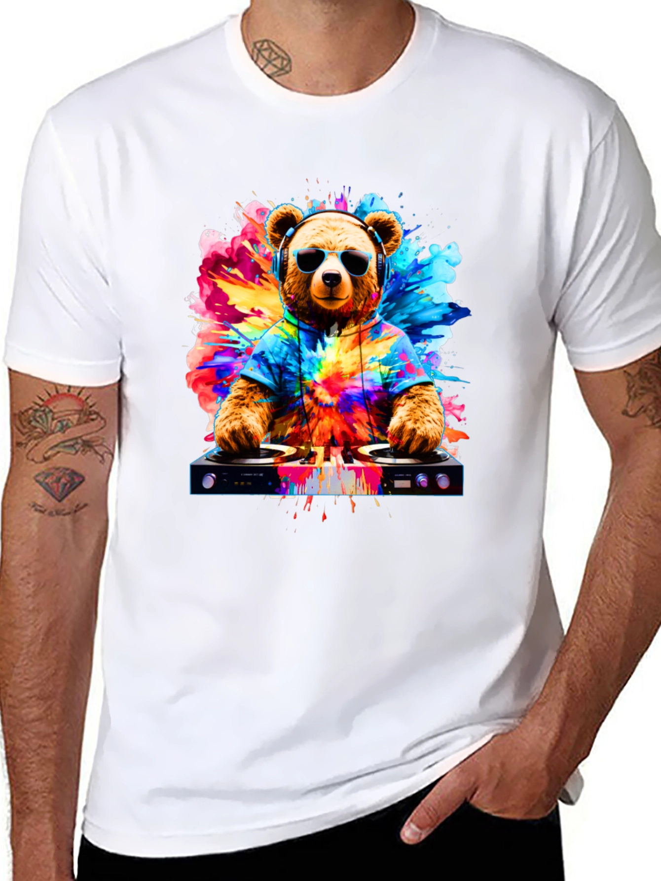 DJ Bear Graphic Tee - Party Animal Style