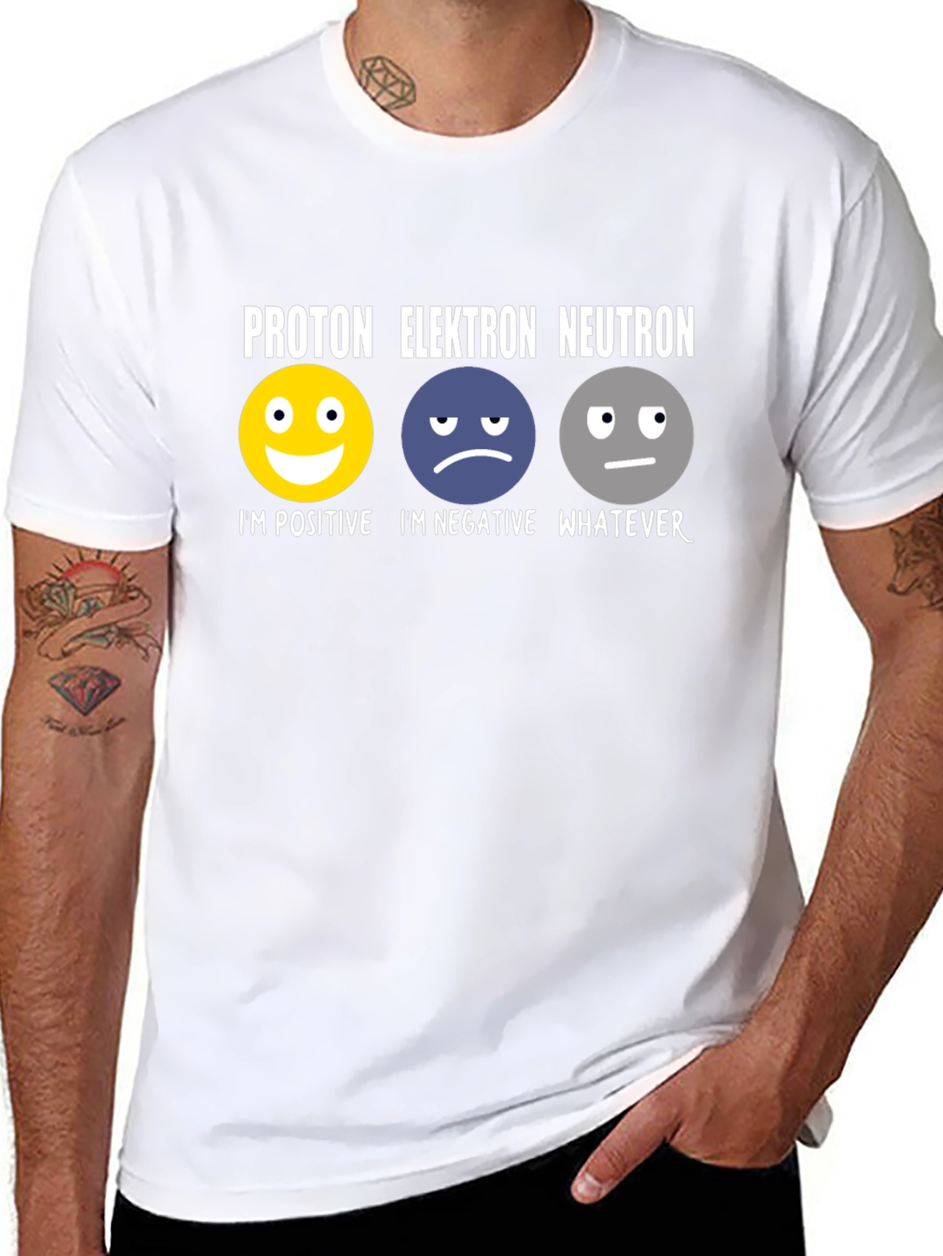 Science Humor T-Shirt: Proton Elektron Neutron