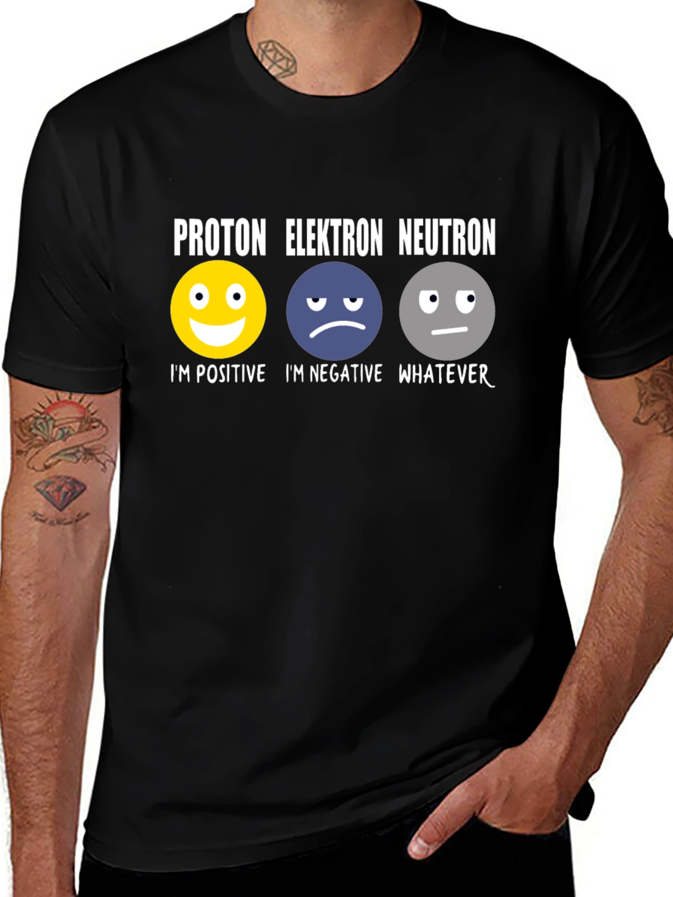 Science Humor T-Shirt: Proton Elektron Neutron
