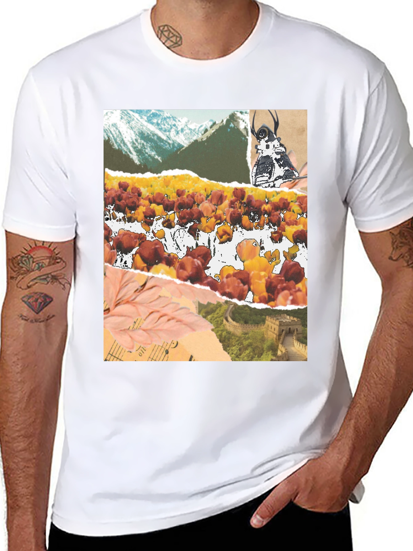 Collage Print Black T-Shirt