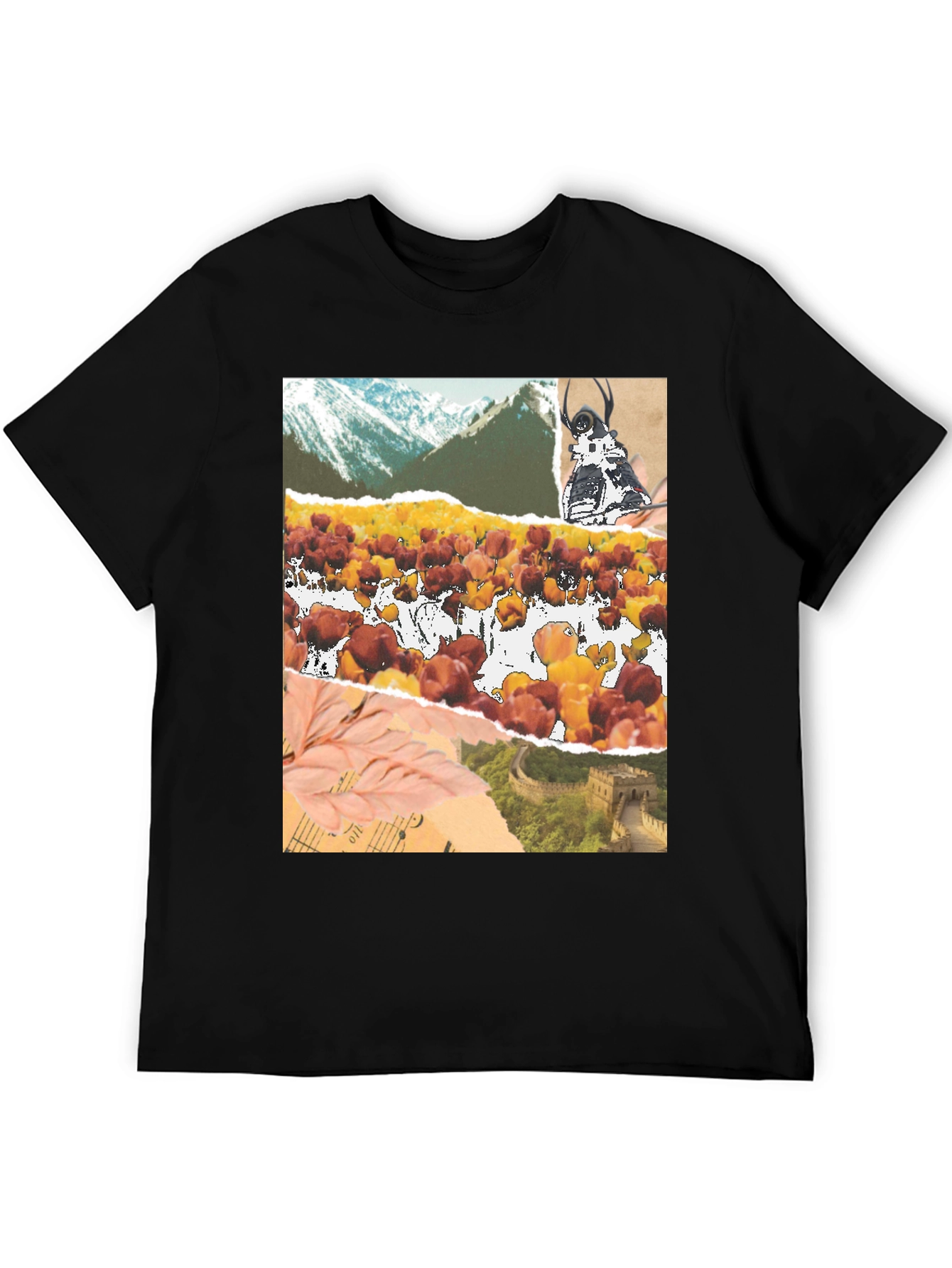 Collage Print Black T-Shirt