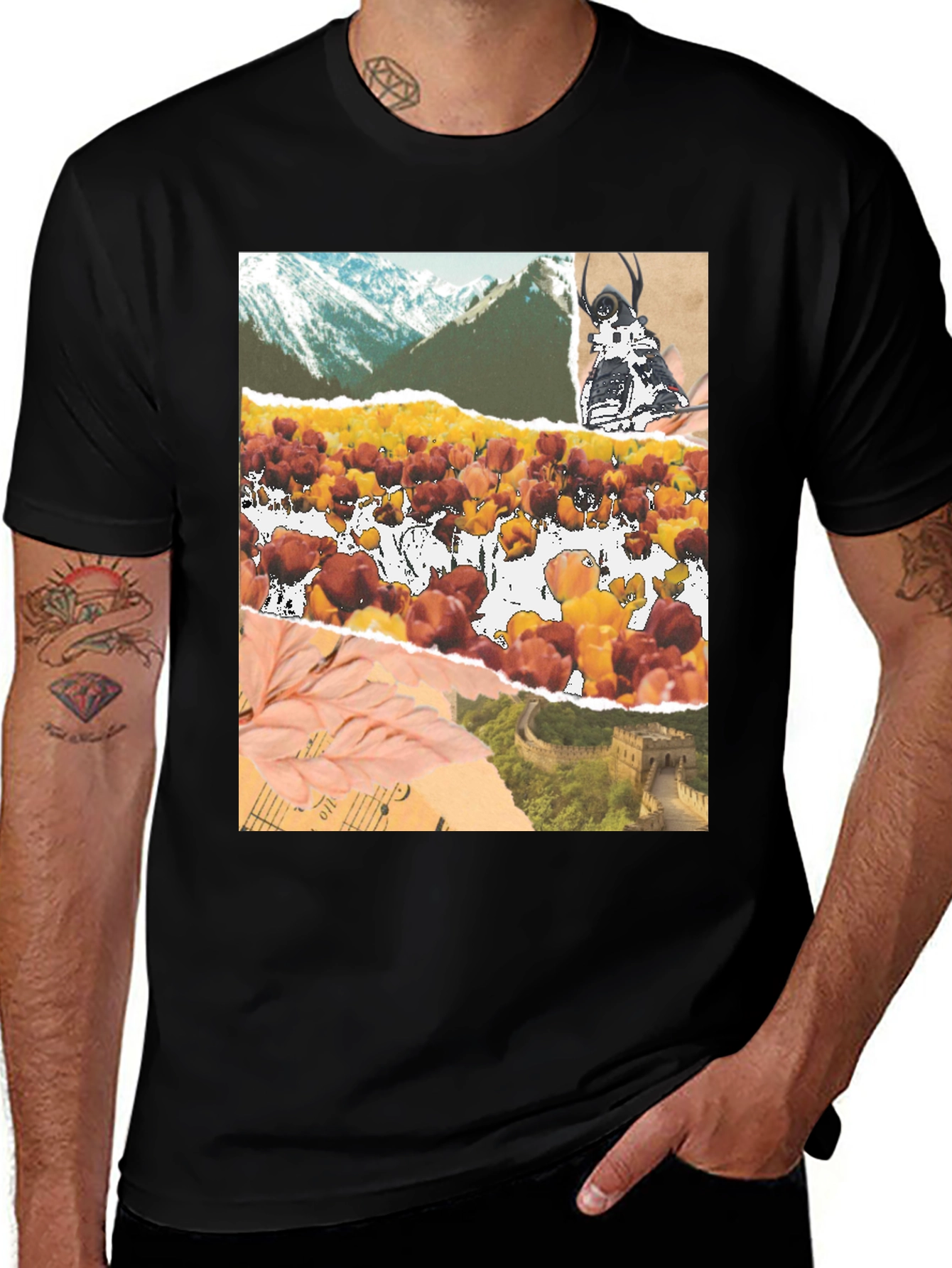 Collage Print Black T-Shirt