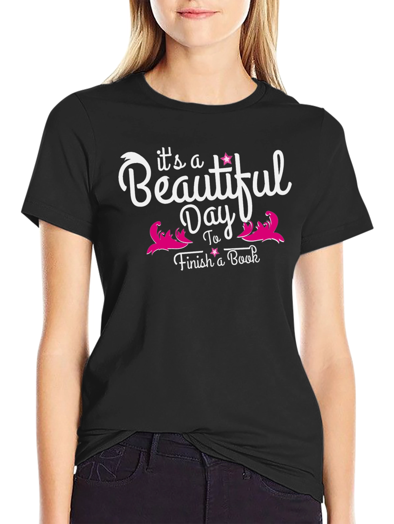 Beautiful Day To Finish A Book Black Tee
