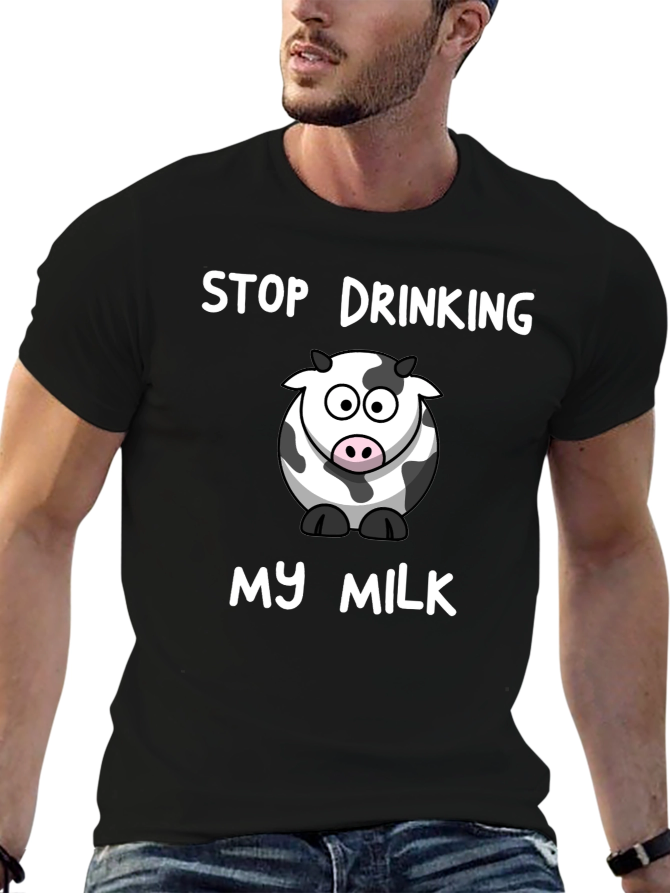 Stop Drinking My Milk - Funny Cow Graphic T-Shirt