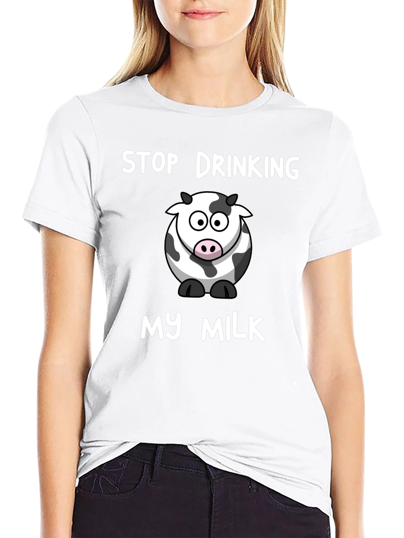 Stop Drinking My Milk - Funny Cow Graphic T-Shirt