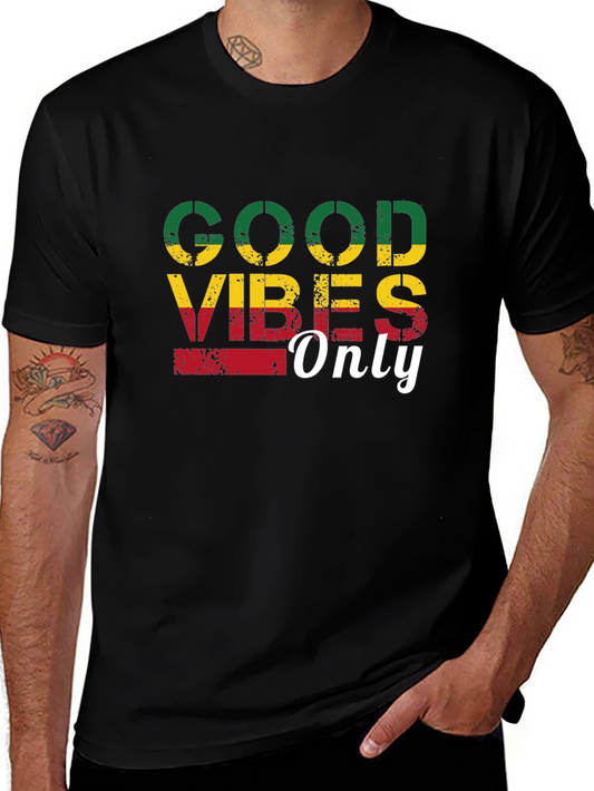 Good Vibes Only T-Shirt - Rasta Colors