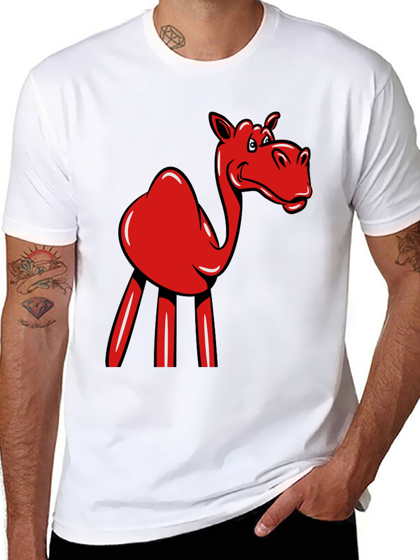 Red Camel Graphic Tee - Novelty Fun Shirt