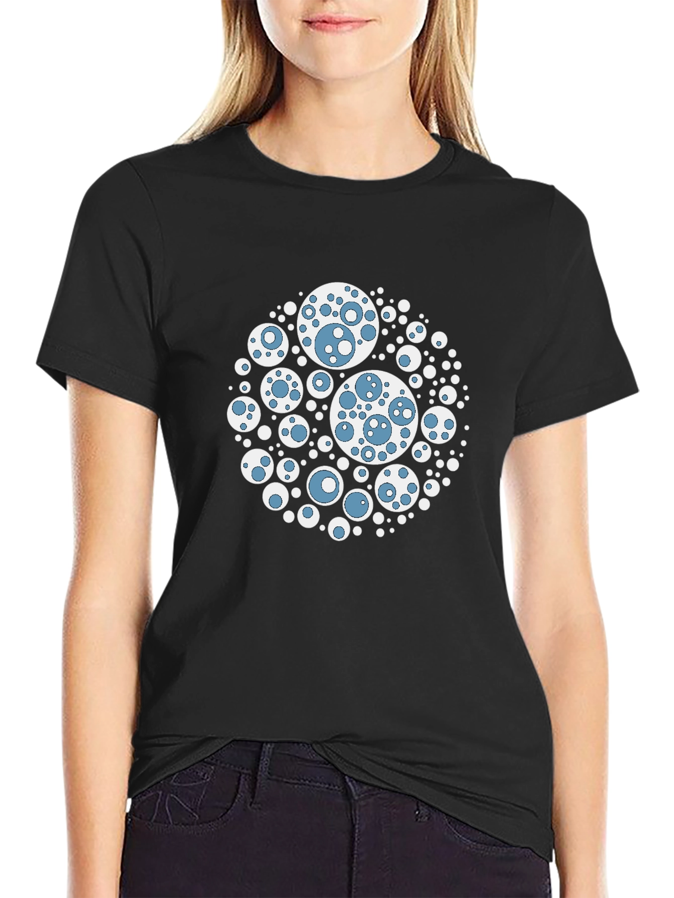 Abstract Circle Design Black T-Shirt