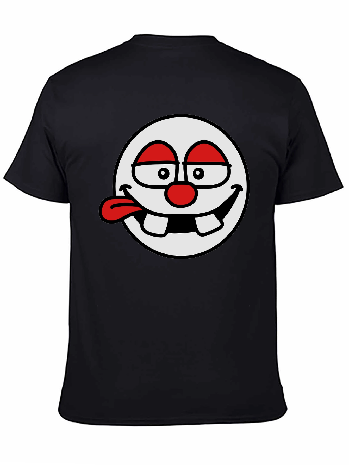 Funny Cartoon Face Black T-Shirt