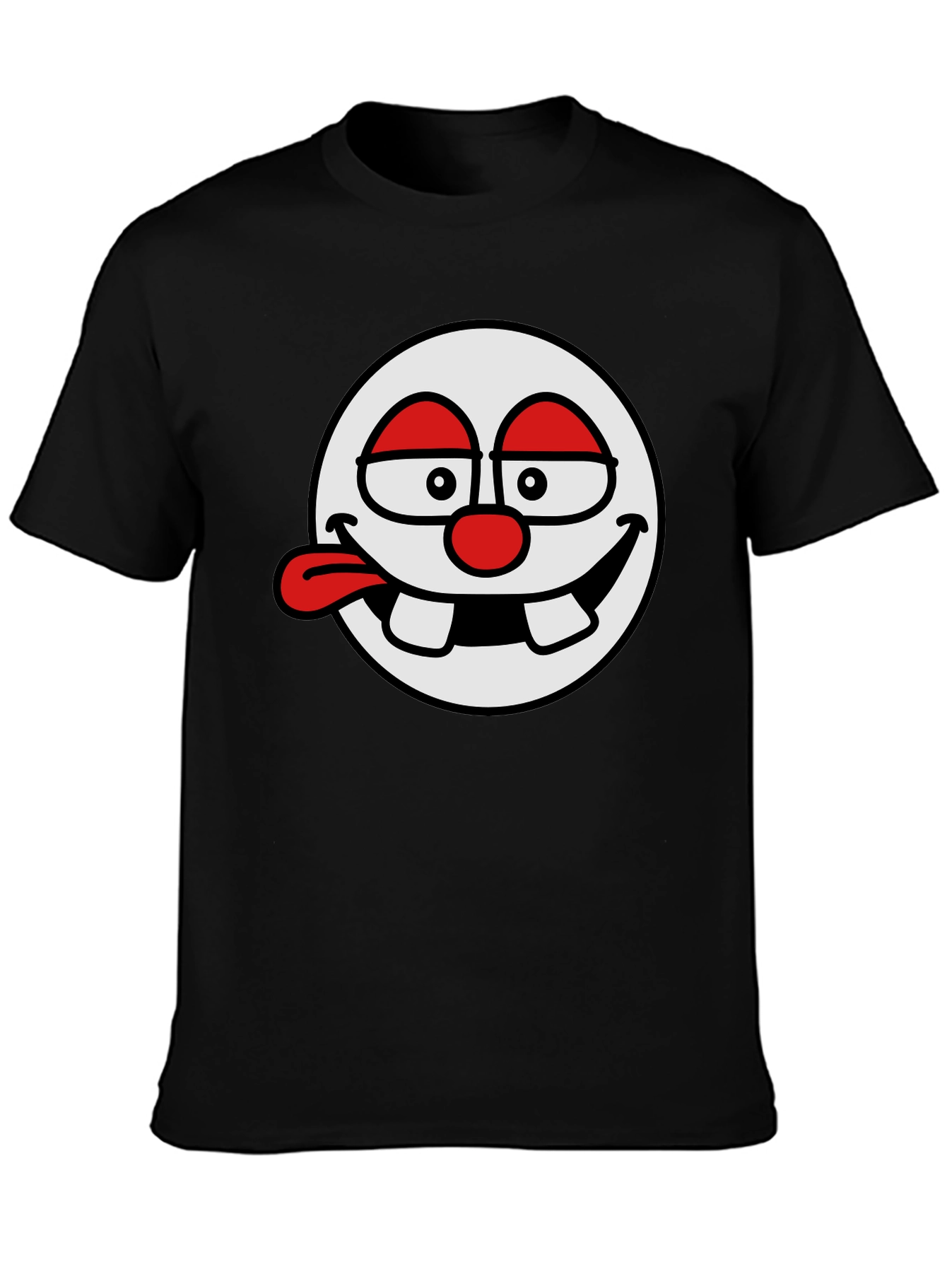 Funny Cartoon Face Black T-Shirt