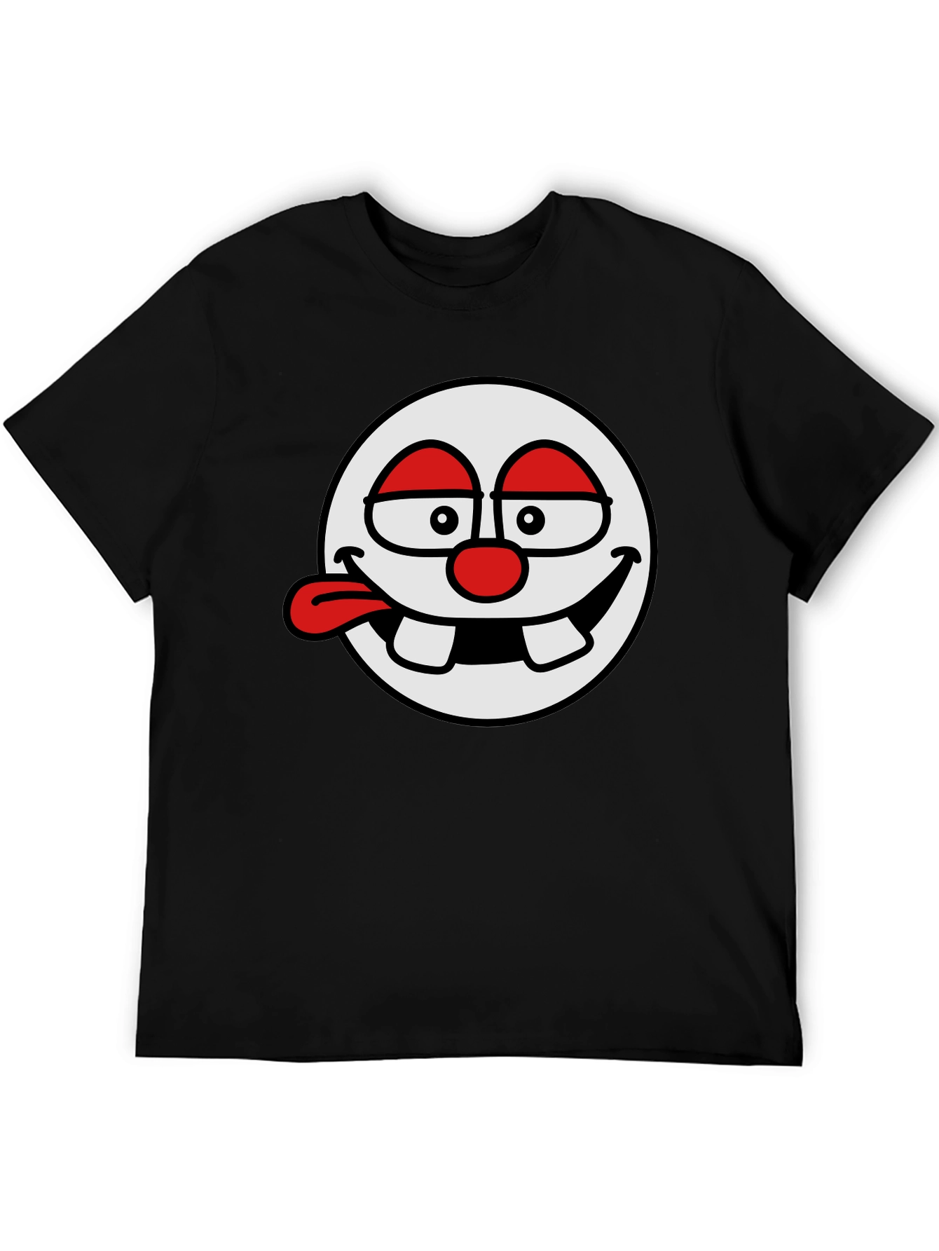 Funny Cartoon Face Black T-Shirt