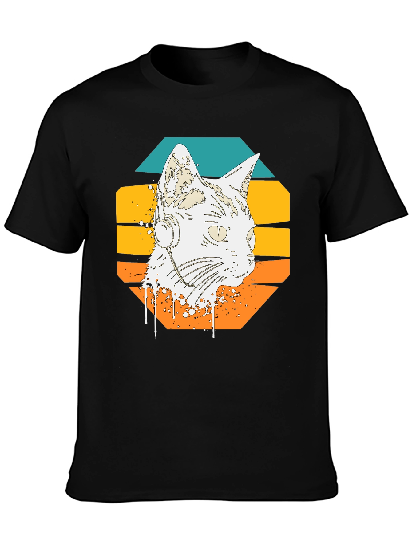 Retro Cat Headphone Graphic Tee