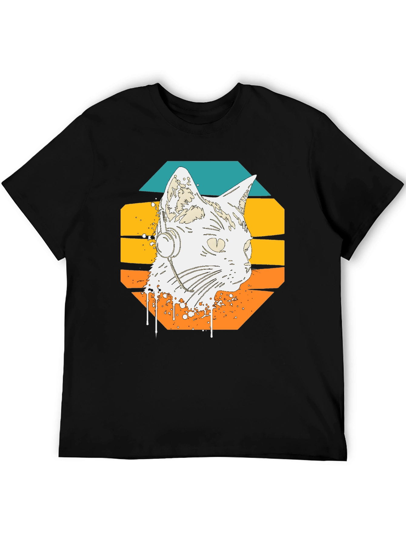 Retro Cat Headphone Graphic Tee