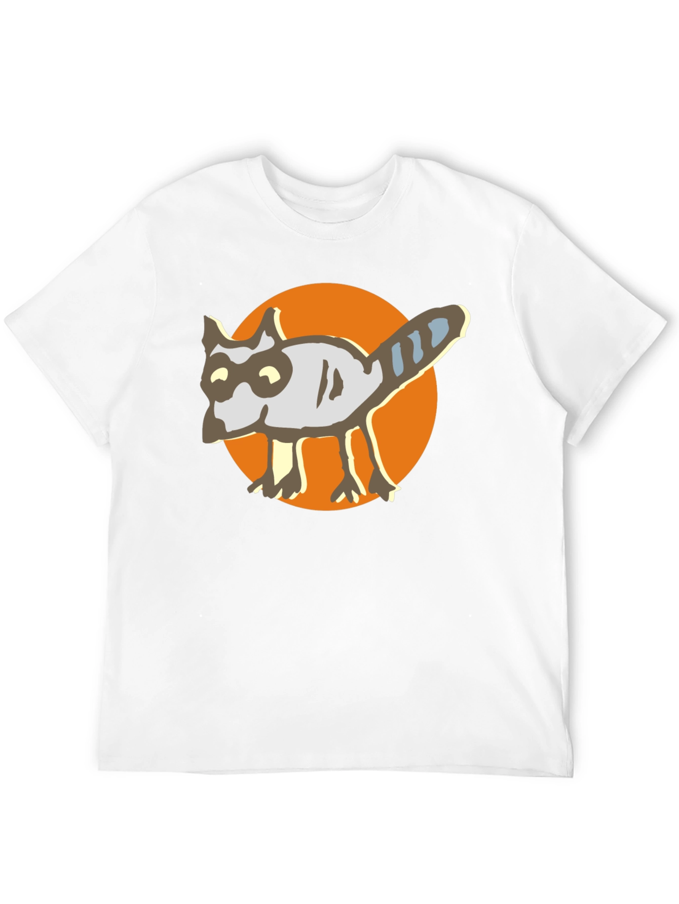 Cartoon Raccoon Graphic Tee - Black
