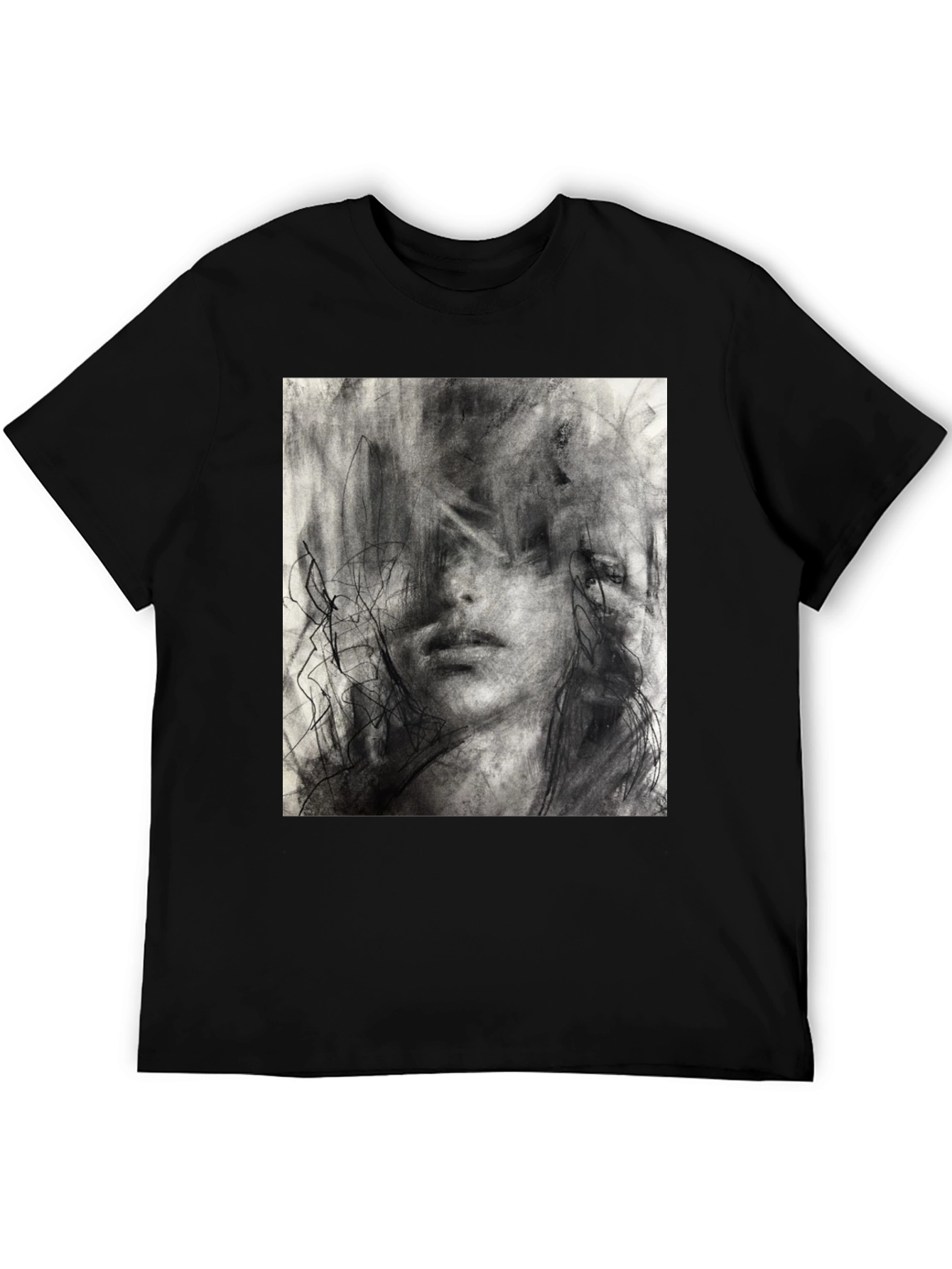 Abstract Charcoal Art Print Black T-Shirt