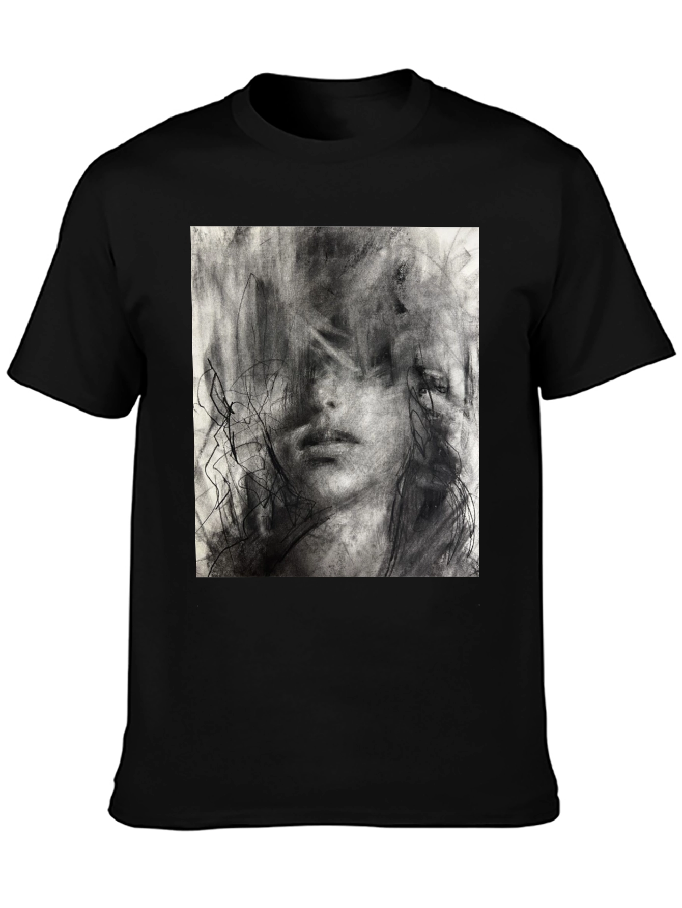 Abstract Charcoal Art Print Black T-Shirt