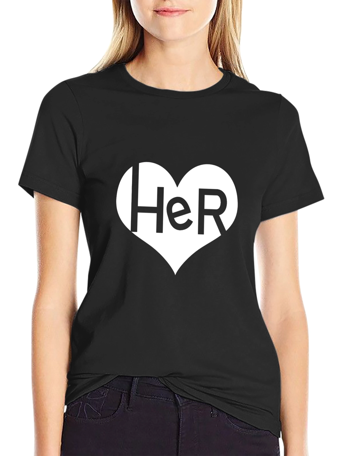 Her Heart T-Shirt - Black Romantic Valentines Gift