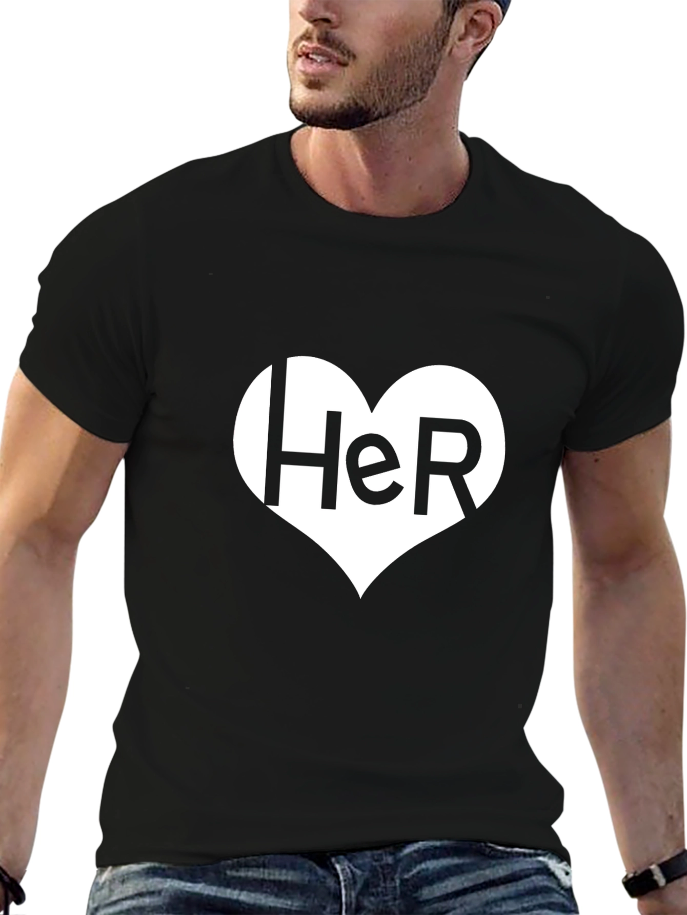 Her Heart T-Shirt - Black Romantic Valentines Gift