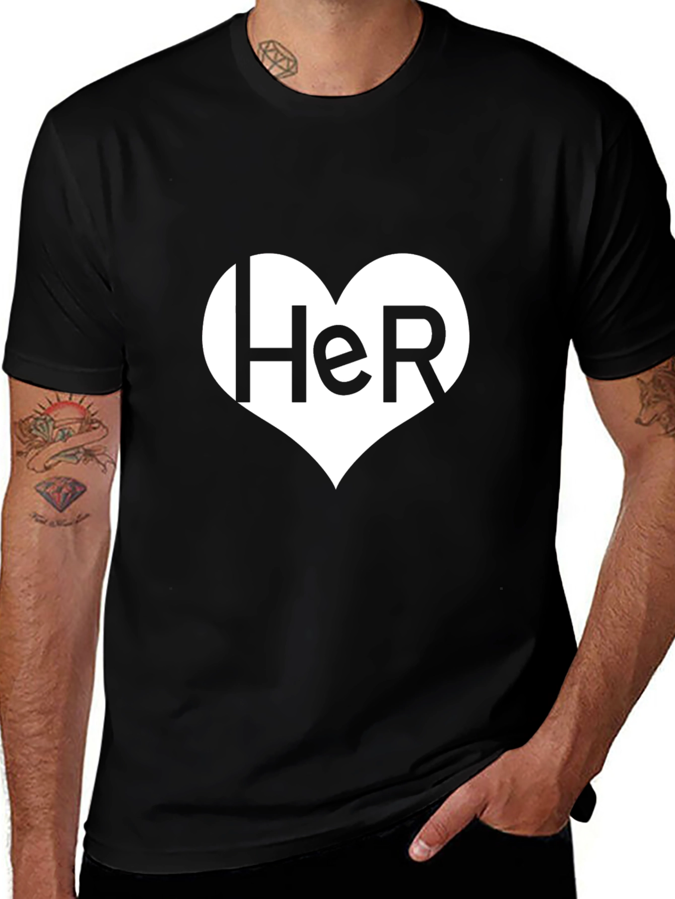 Her Heart T-Shirt - Black Romantic Valentines Gift