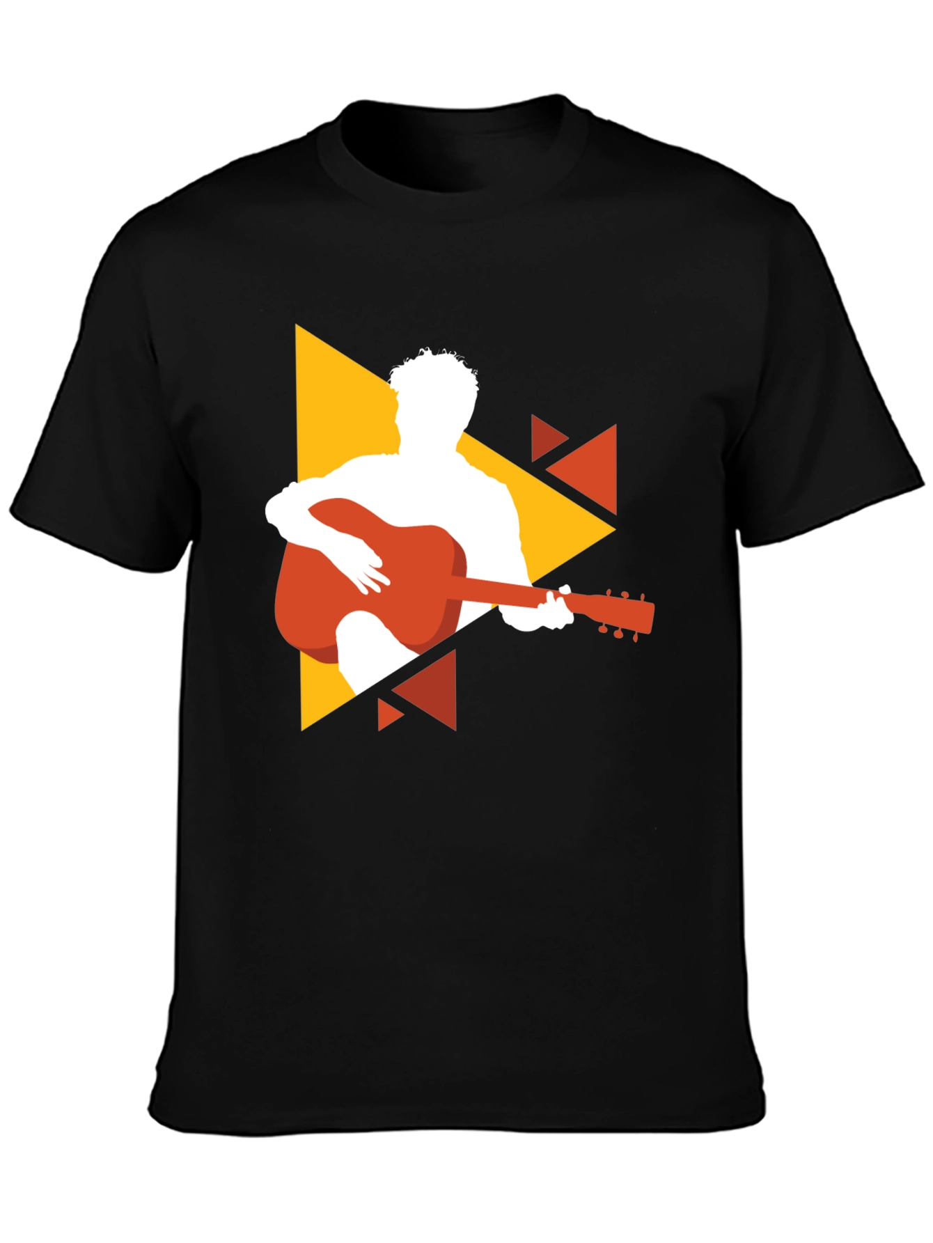 Guitarist Graphic Tee - Black Cotton Blend T-Shirt
