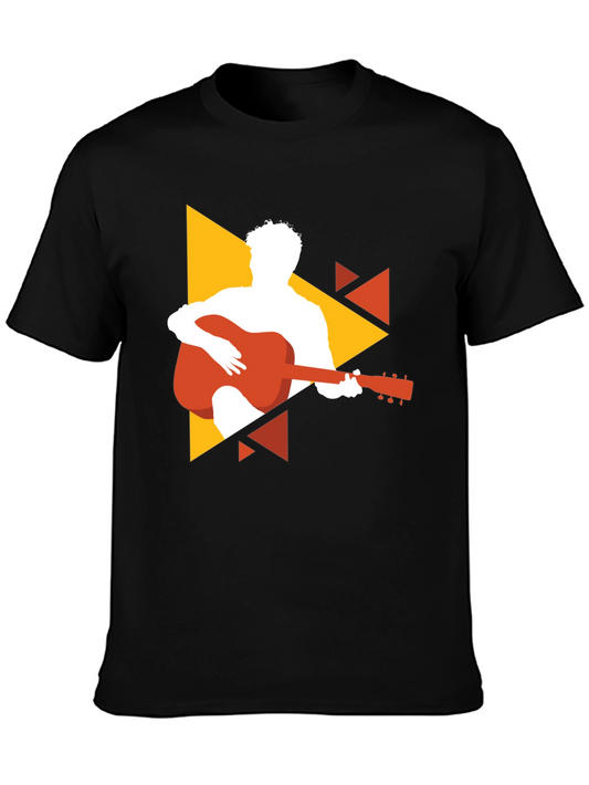 Guitarist Graphic Tee - Black Cotton Blend T-Shirt