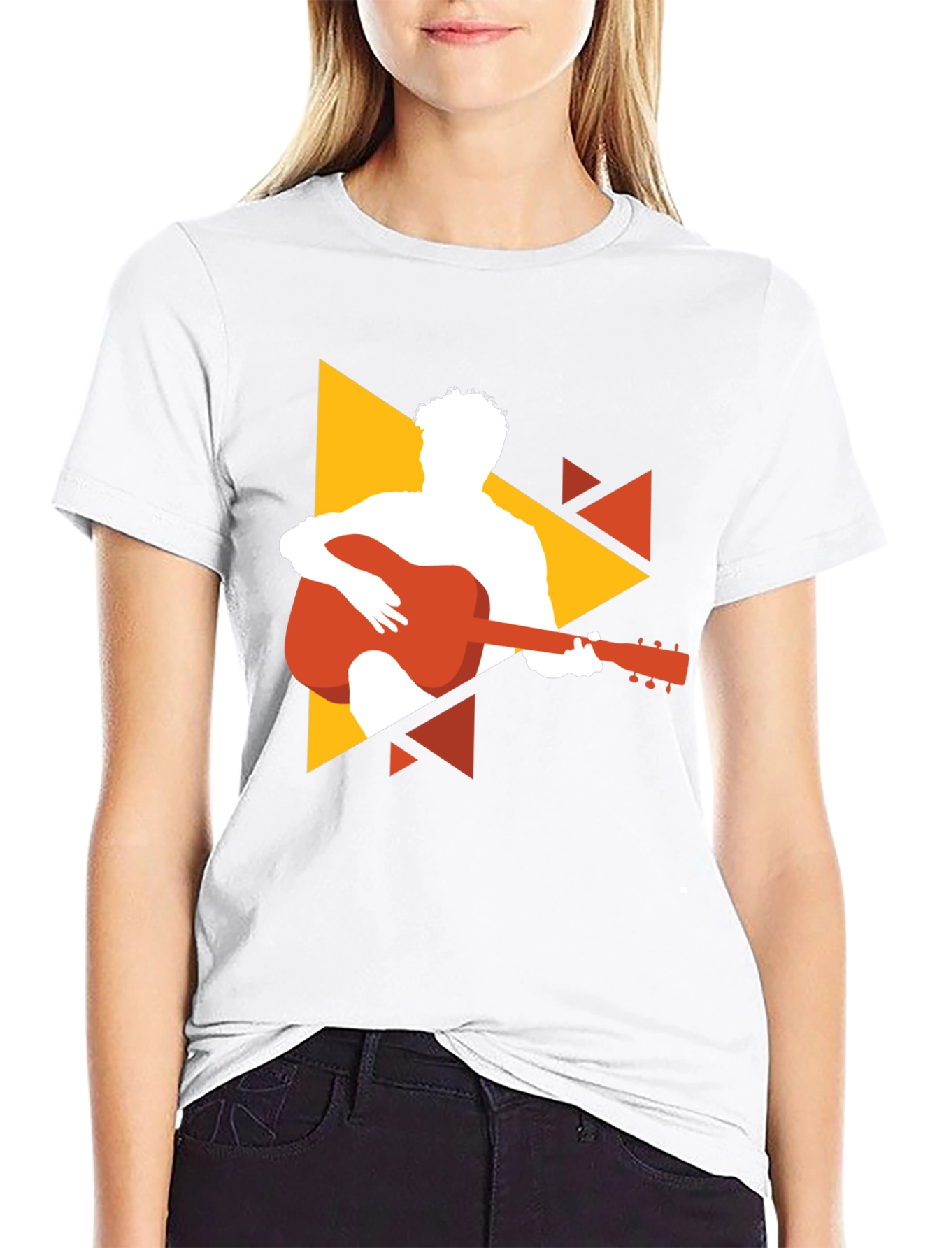 Guitarist Graphic Tee - Black Cotton Blend T-Shirt