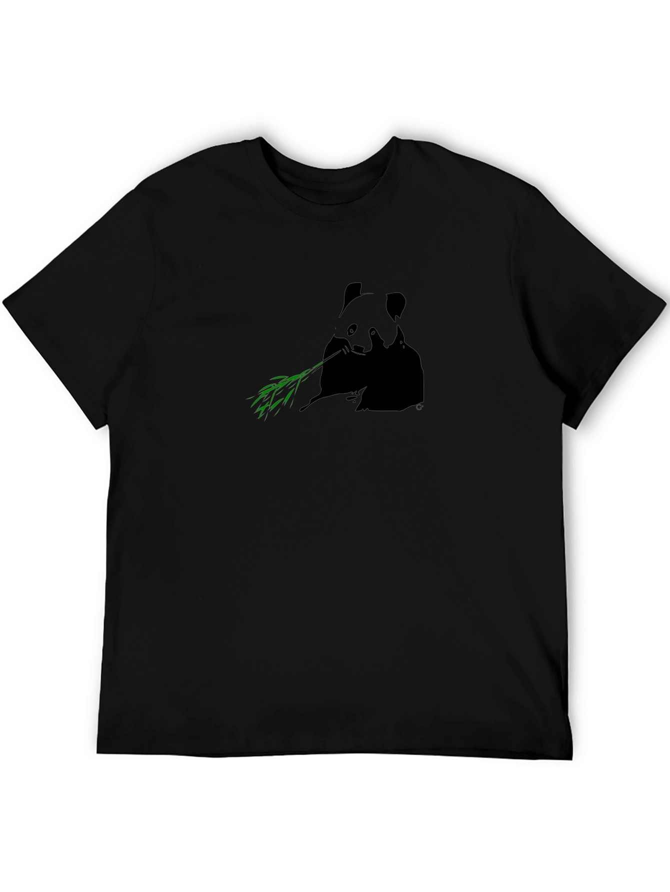 Panda Bamboo Graphic Tee - Black Casual T-Shirt