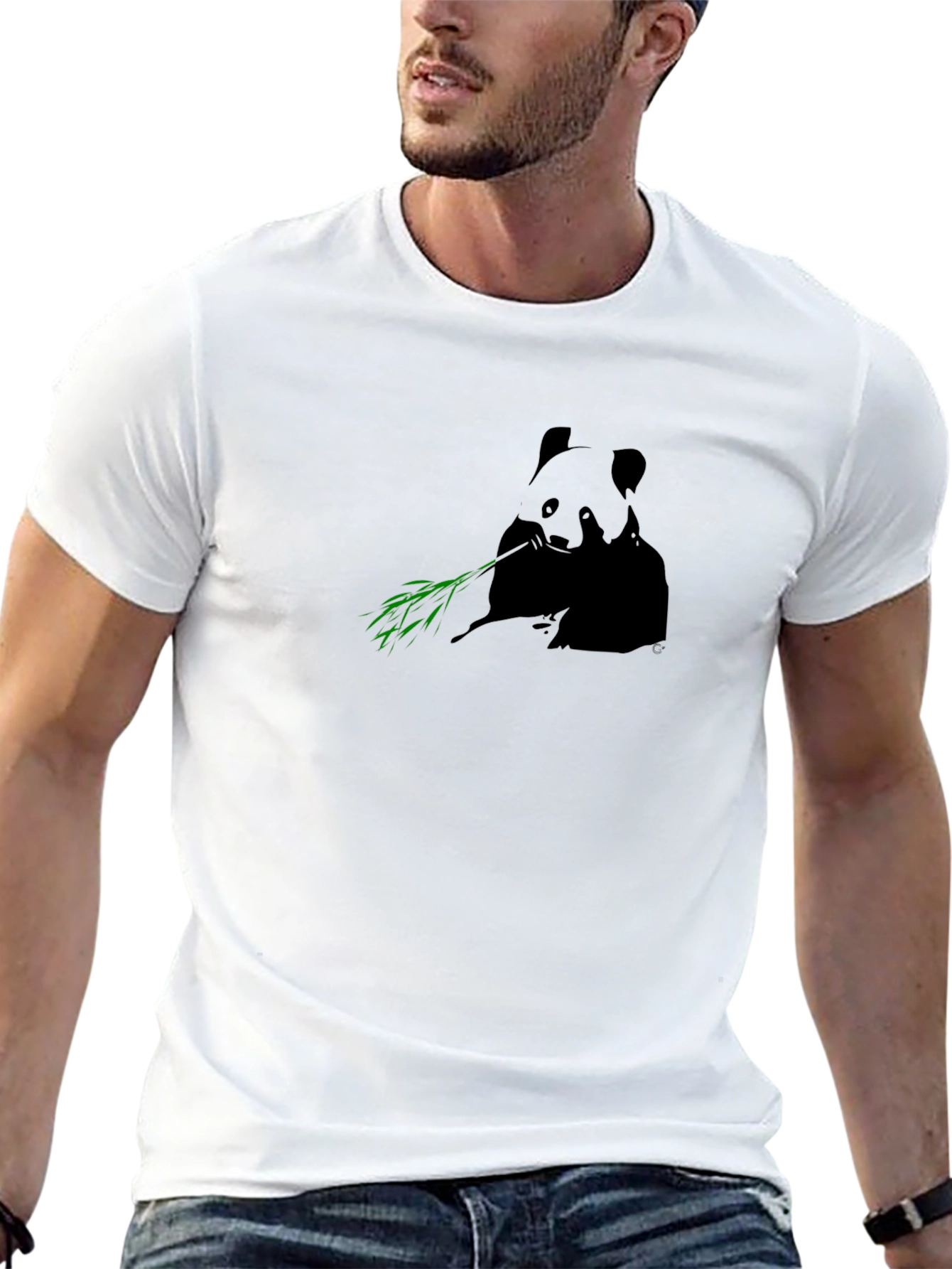 Panda Bamboo Graphic Tee - Black Casual T-Shirt