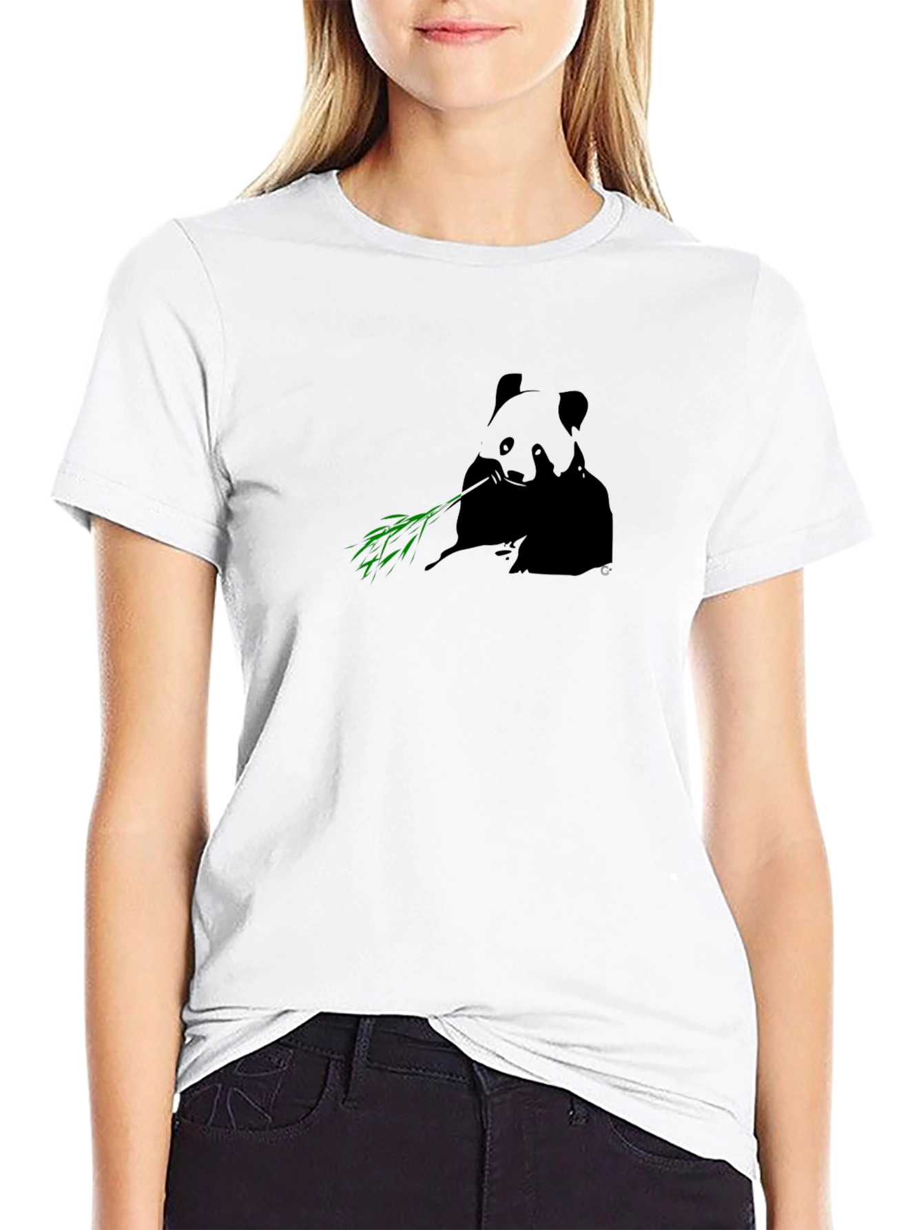 Panda Bamboo Graphic Tee - Black Casual T-Shirt